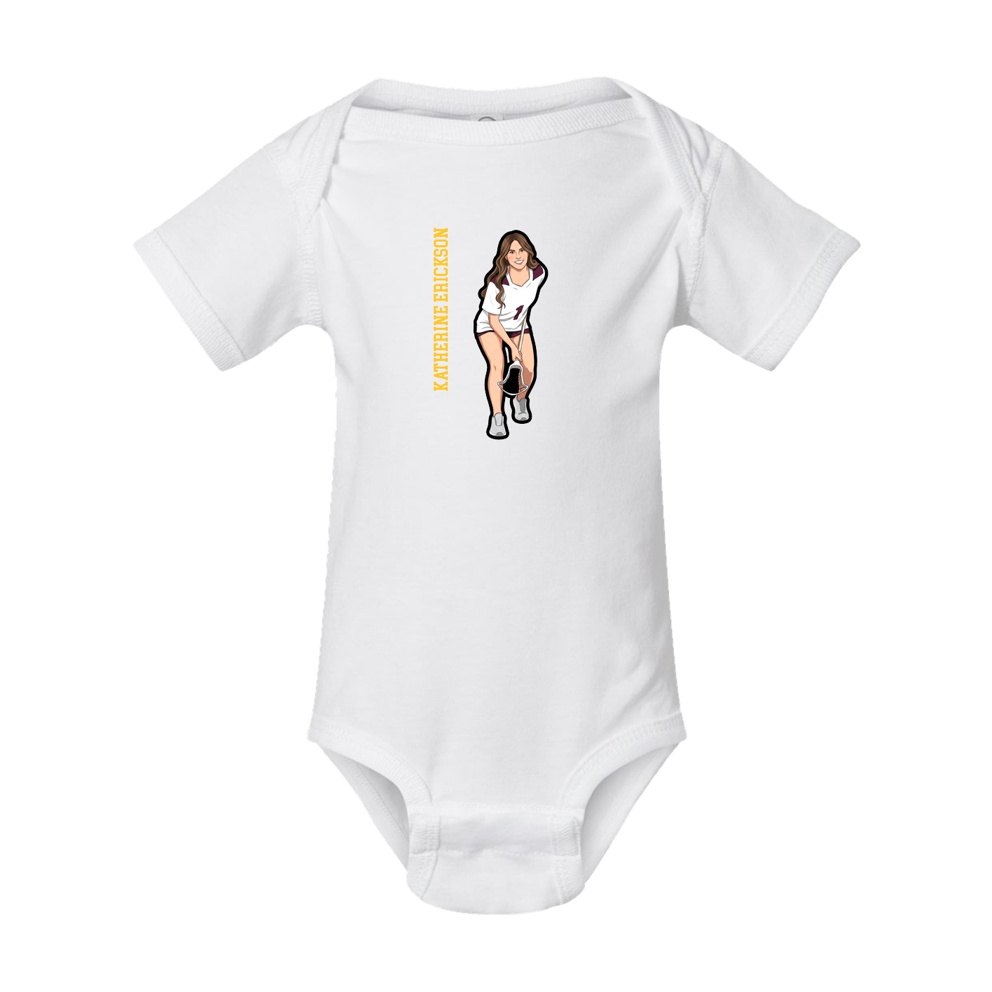 Baby Onesie — Name Vertical in White