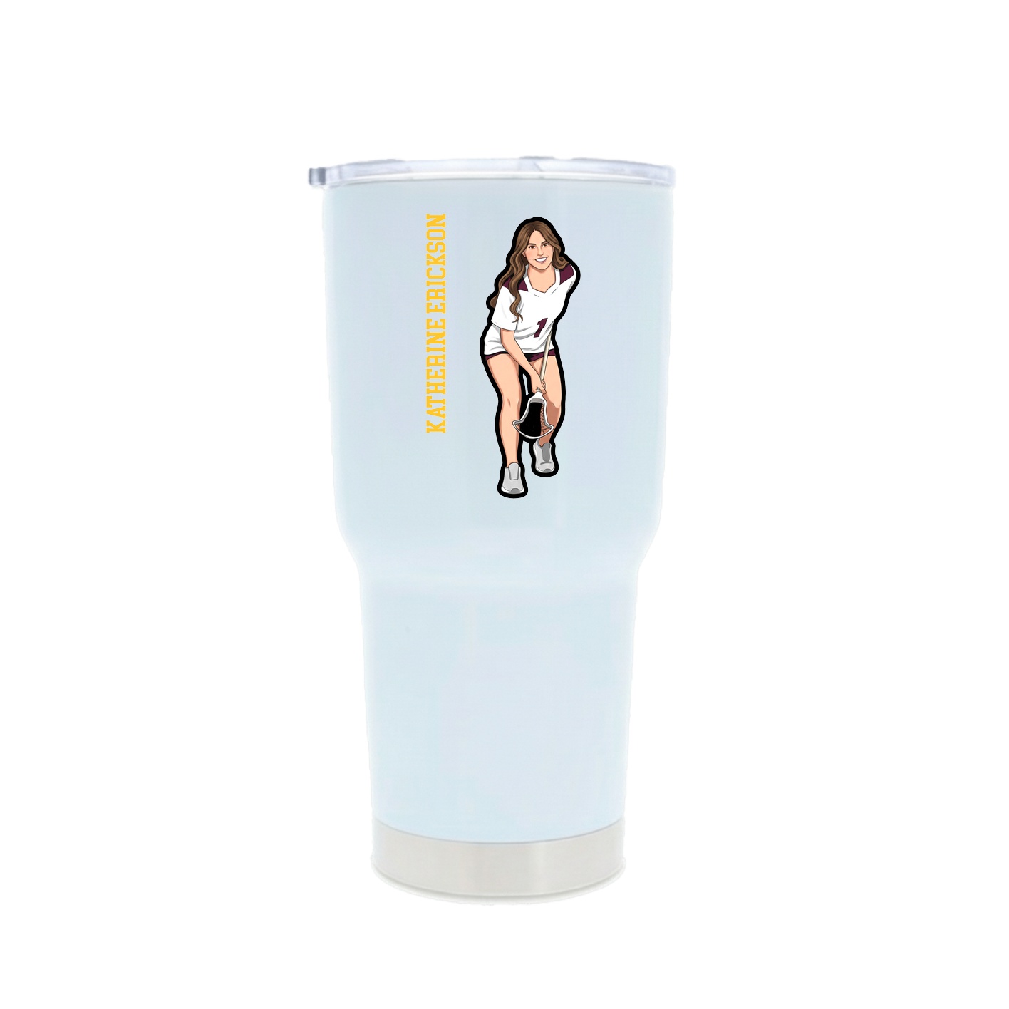30oz Stainless Steel Tumbler — Name Vertical in White
