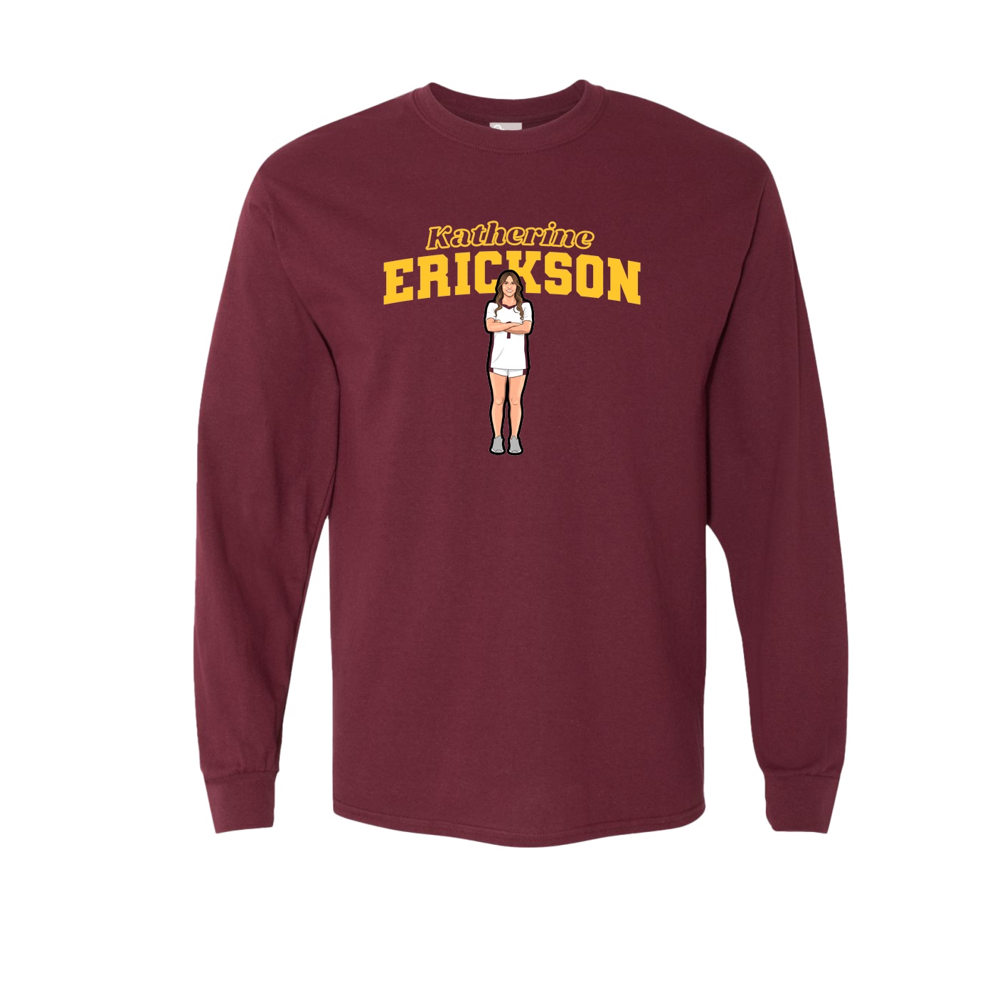 Long Sleeve Tee — Name Arch in Maroon
