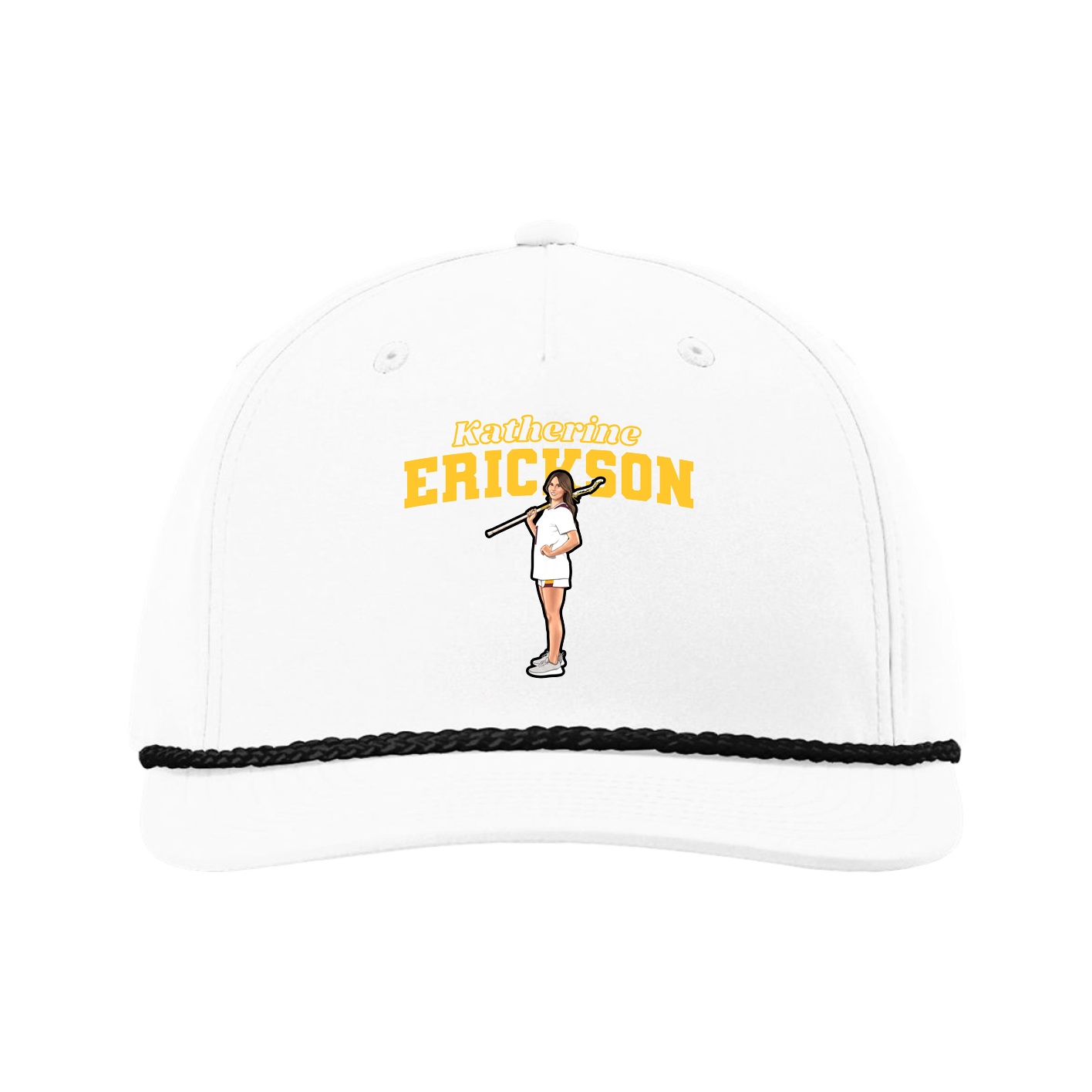 Five-Panel Classic Rope Cap — Name Arch in White