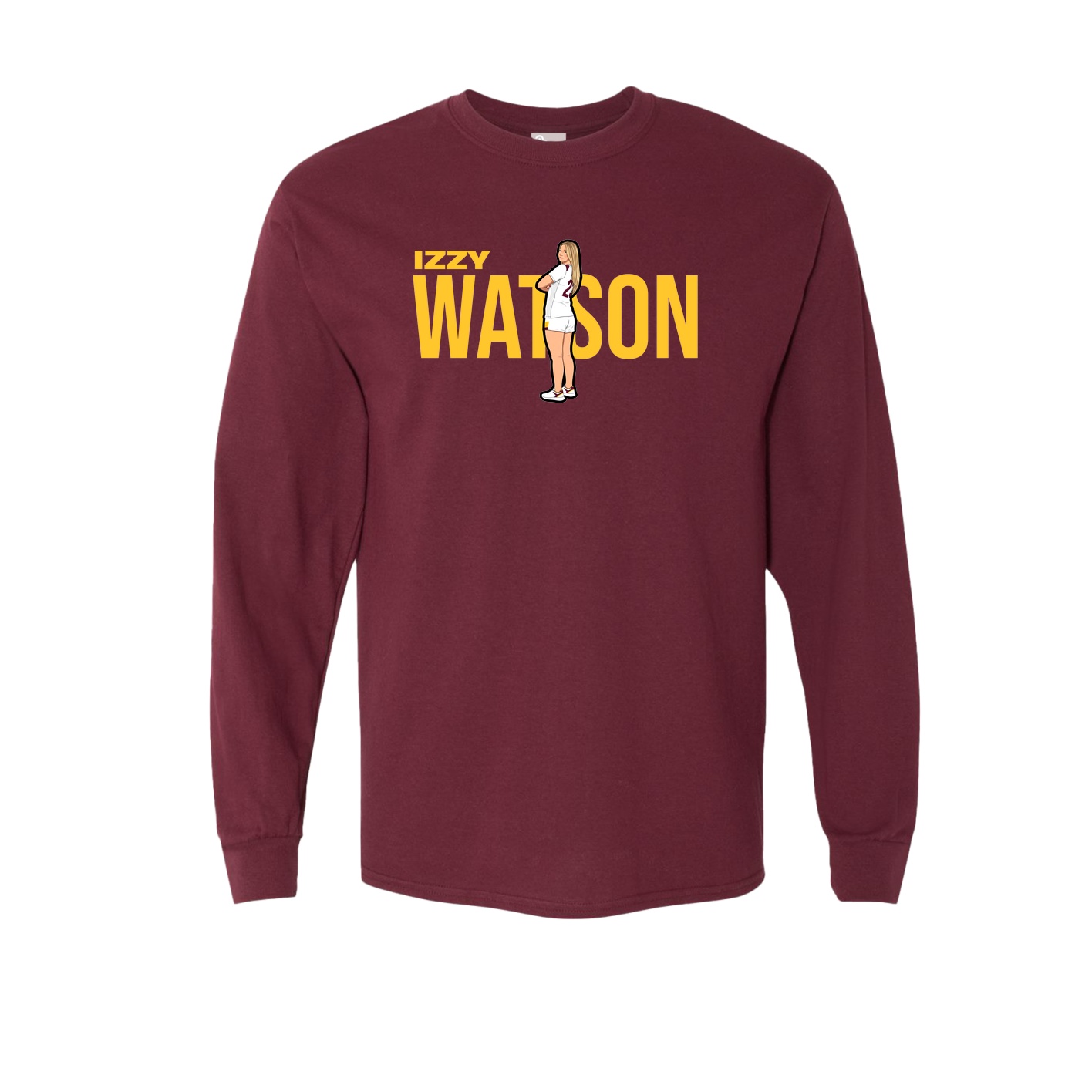 Long Sleeve Tee — Player Name in Maroon