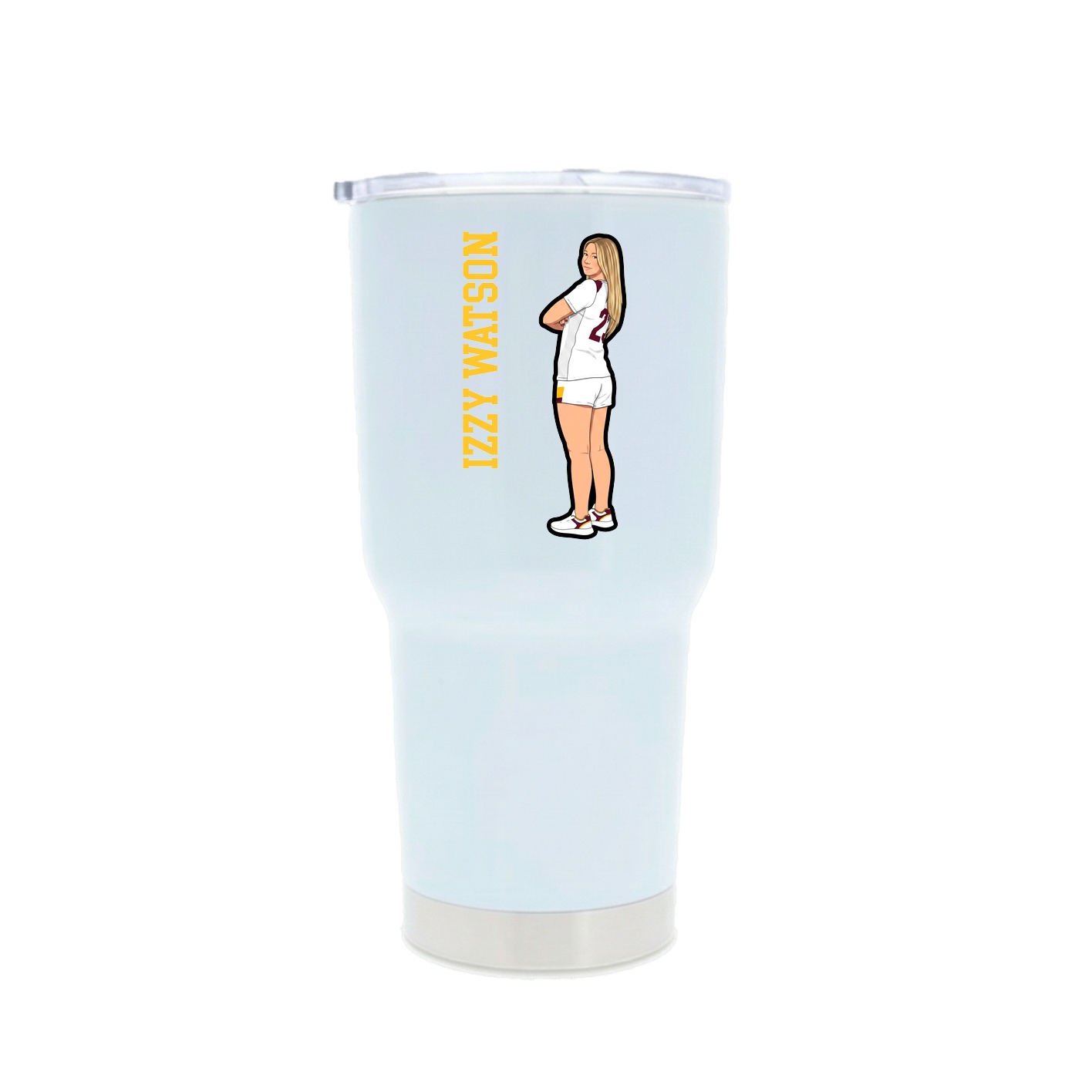 30oz Stainless Steel Tumbler — Name Vertical in White
