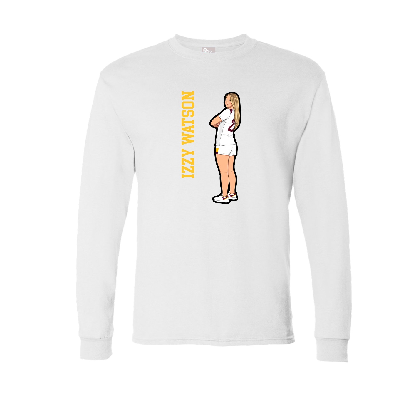 Long Sleeve Tee — Name Vertical in White