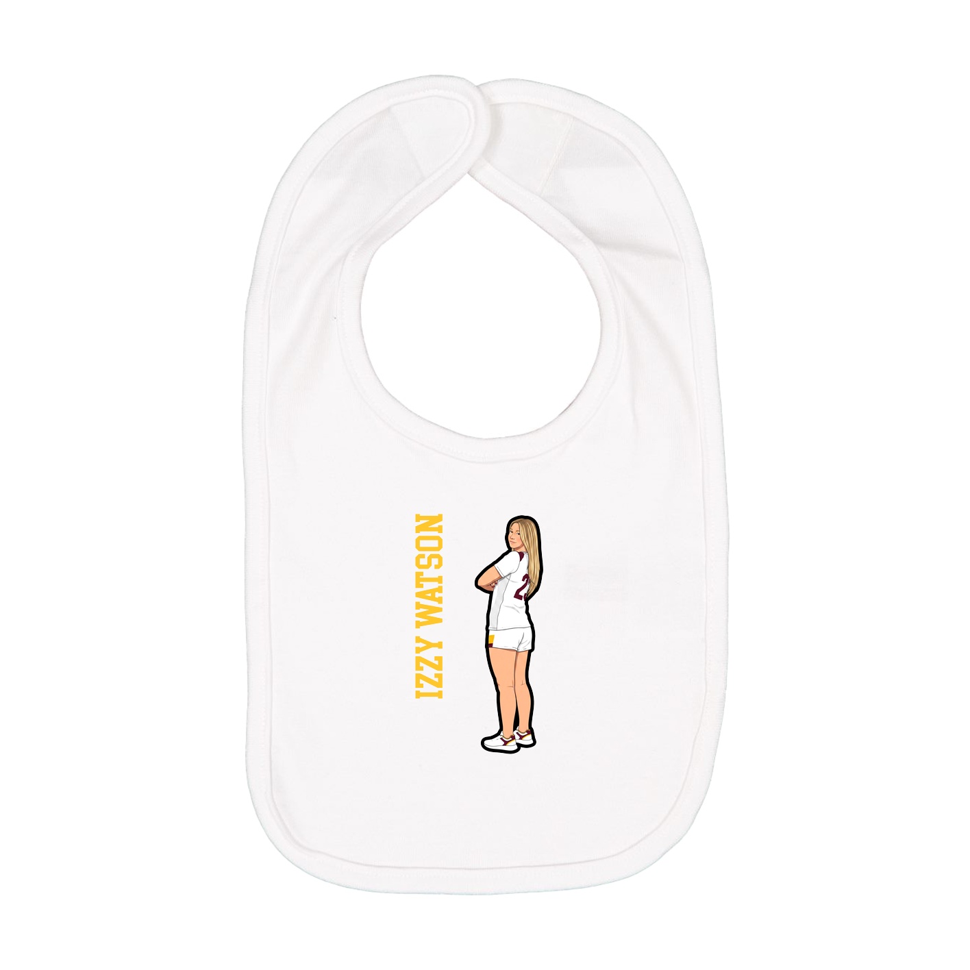 Infant Bib — Name Vertical in White