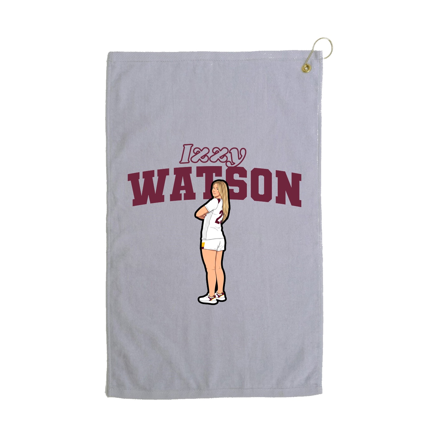 Golf Towel — Name Arch in Grey