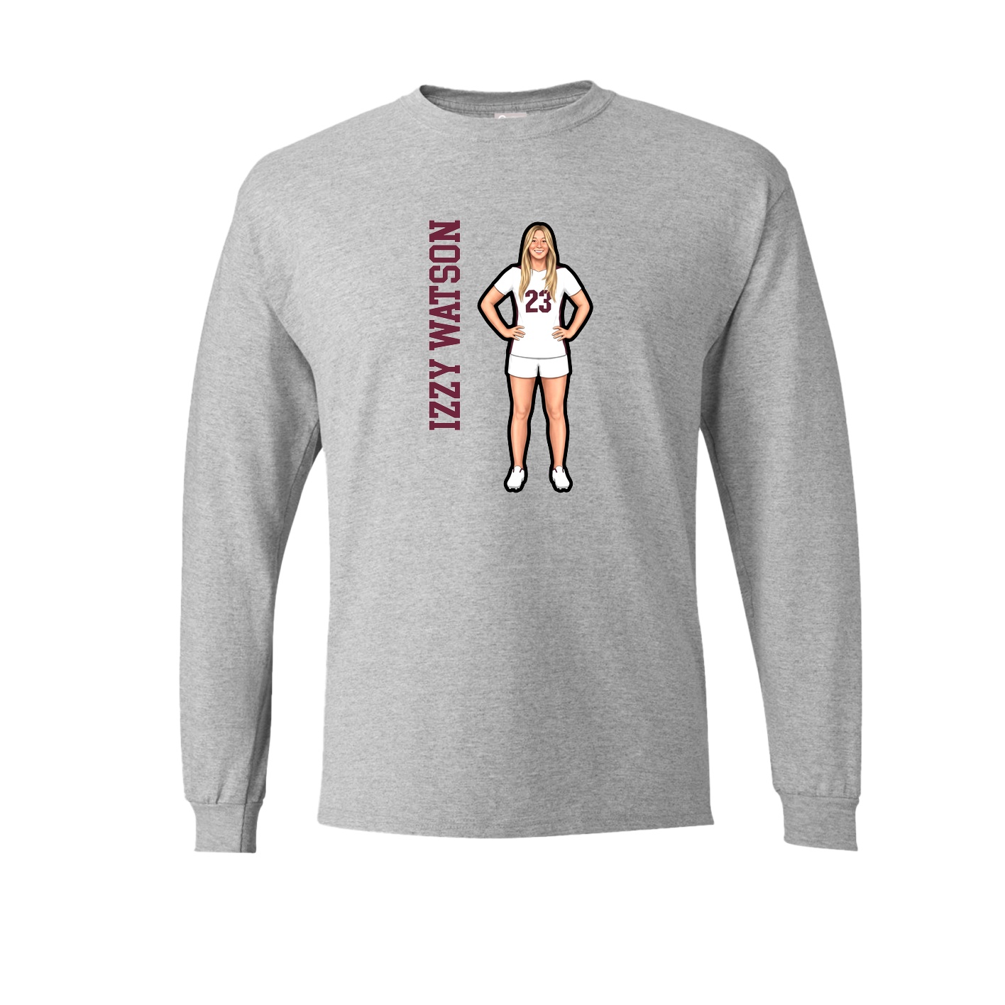 Long Sleeve Tee — Name Vertical in Grey
