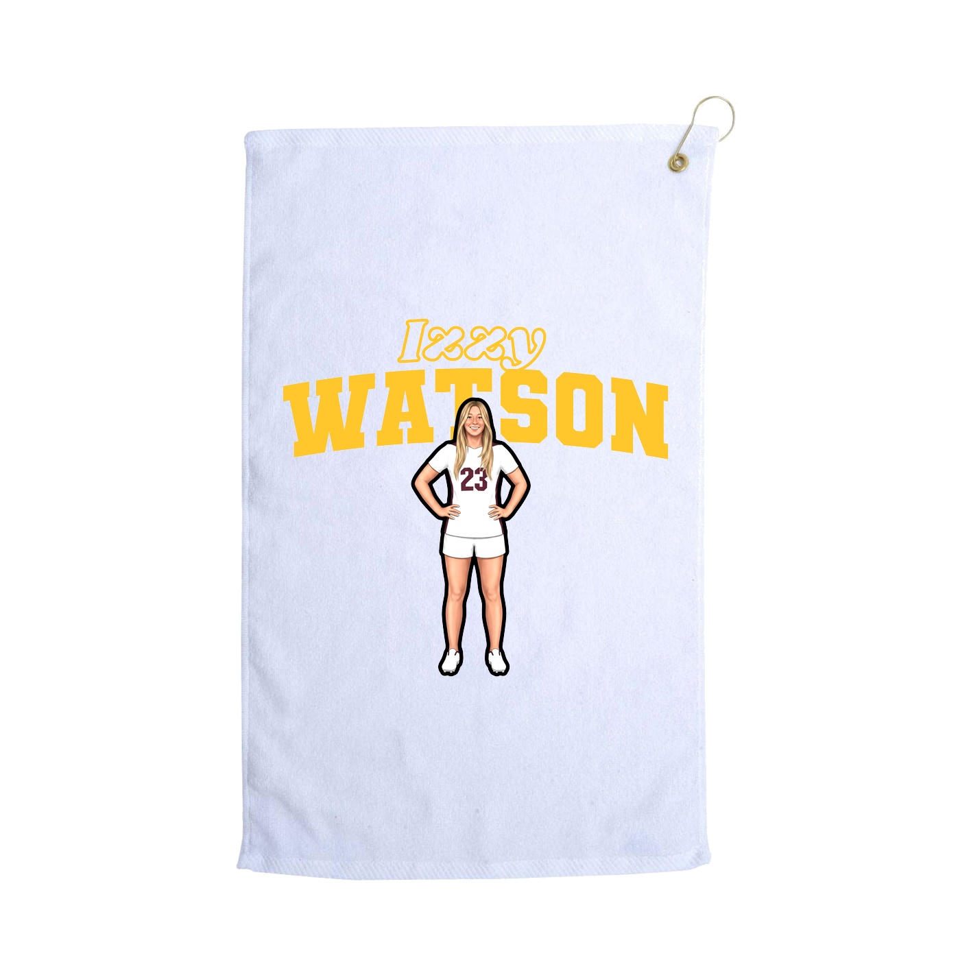 Golf Towel — Name Arch in White