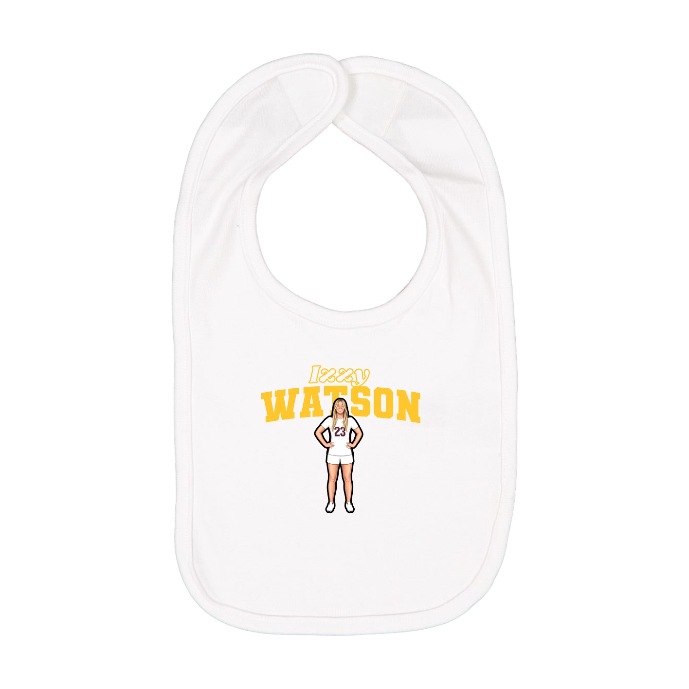 Infant Bib — Name Arch in White