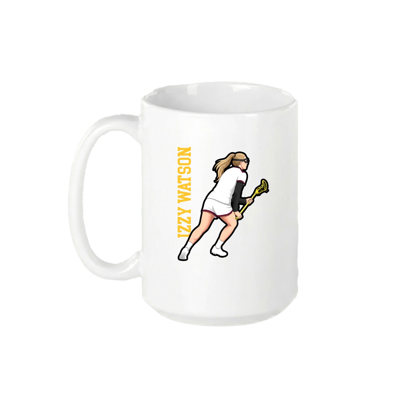 15oz Coffee Mug — Name Vertical in White