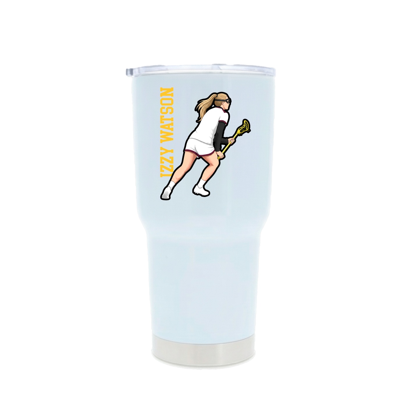 30oz Stainless Steel Tumbler — Name Vertical in White