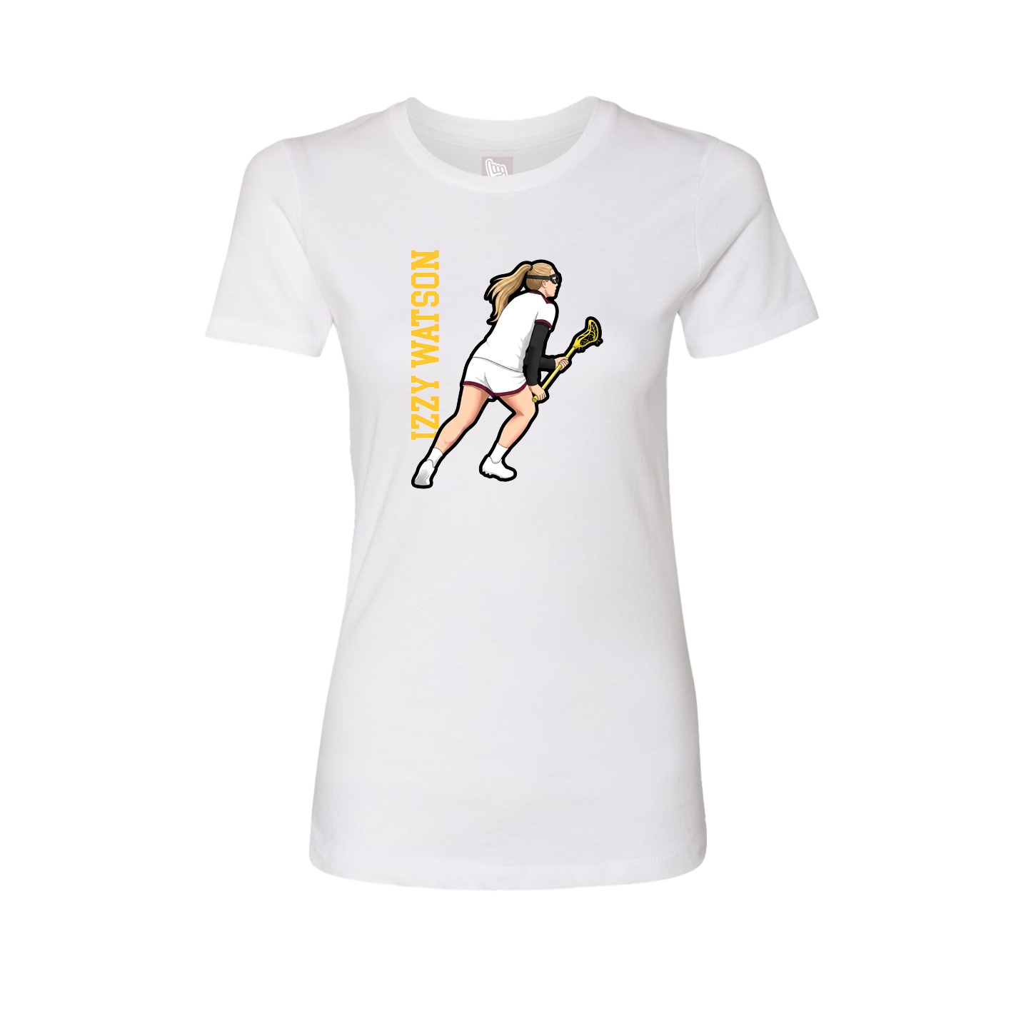 Fitted Women's Tee — Name Vertical in White