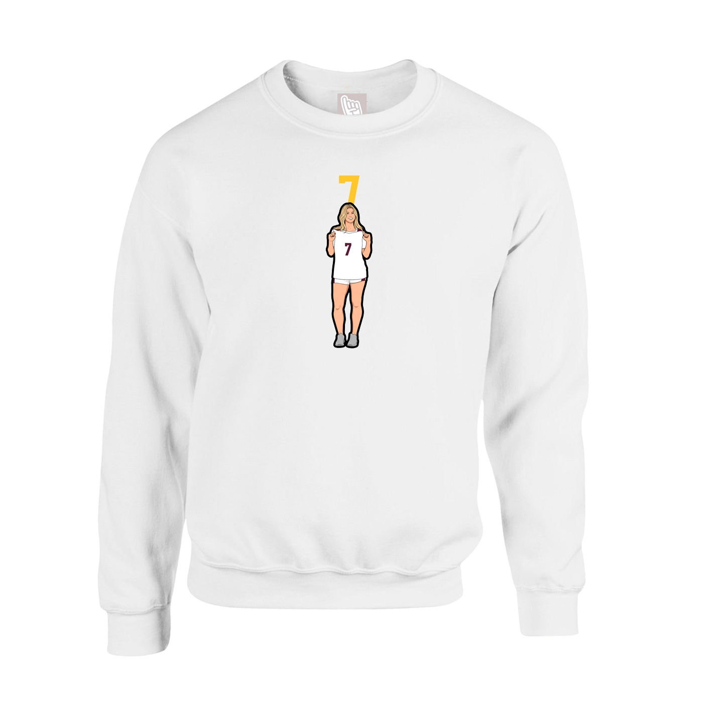 Fleece Crew — Number Top in White