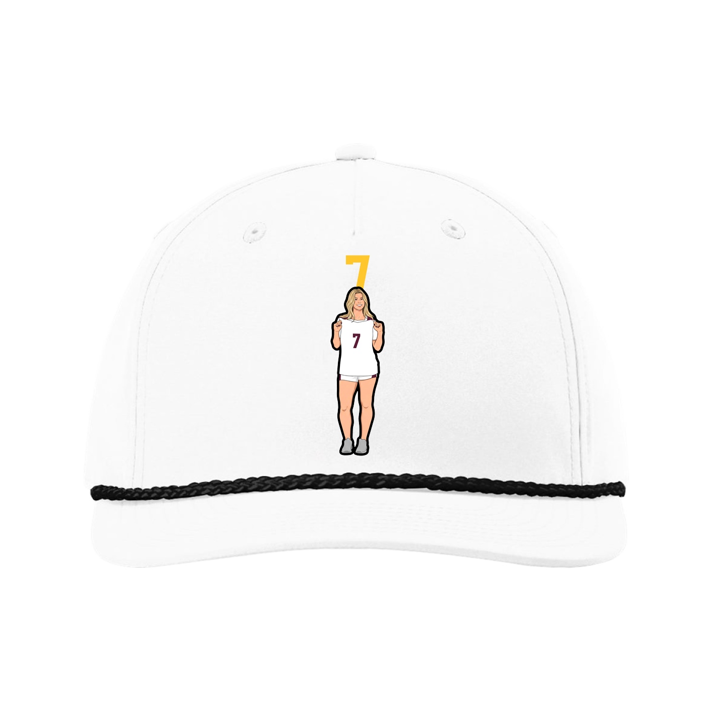 Five-Panel Classic Rope Cap — Number Top in White