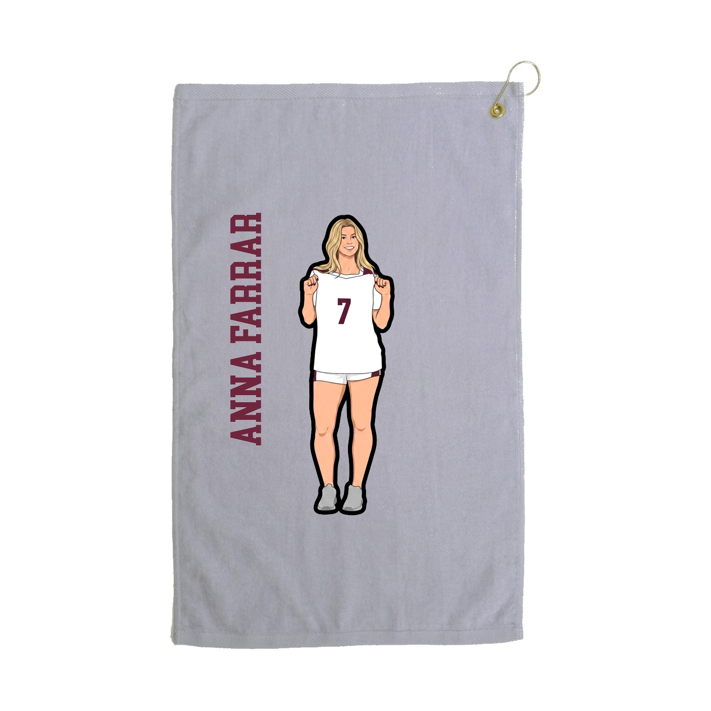 Golf Towel — Name Vertical in Grey
