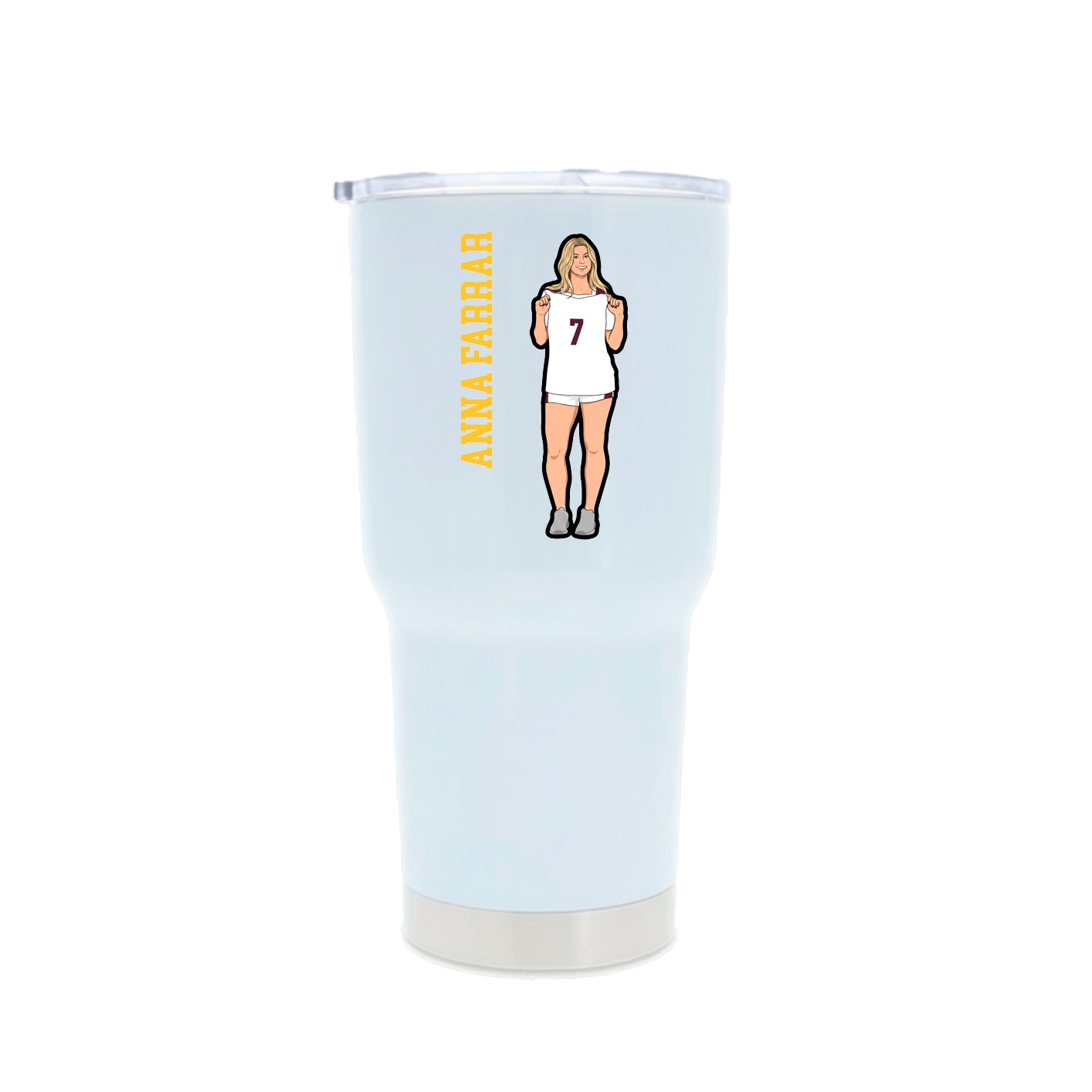 30oz Stainless Steel Tumbler — Name Vertical in White