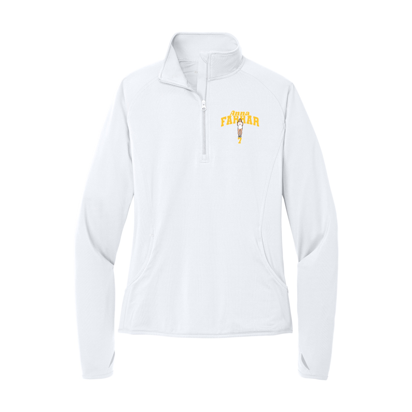 Women's Q-Zip Pullover — Signature Arch in White