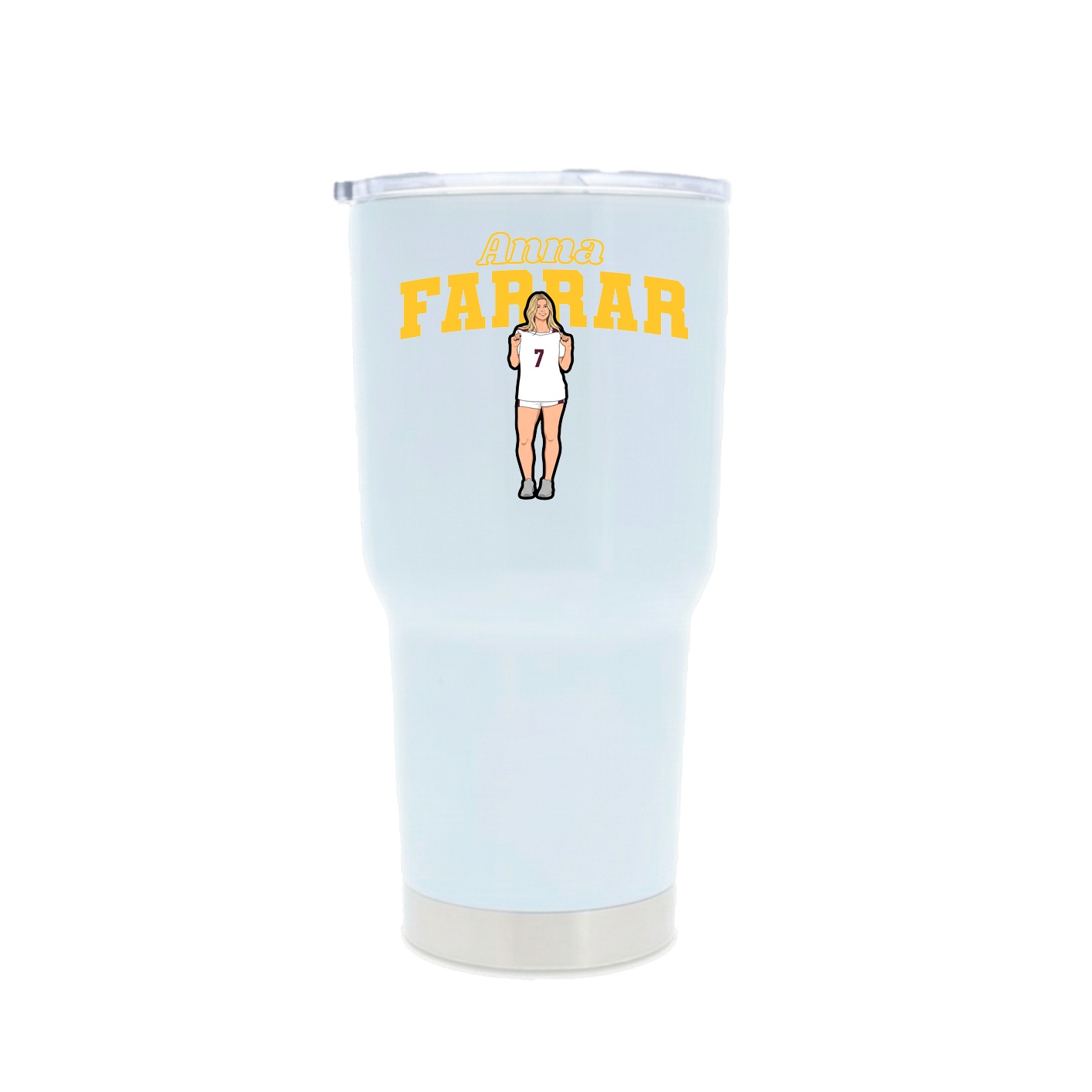 30oz Stainless Steel Tumbler — Name Arch in White