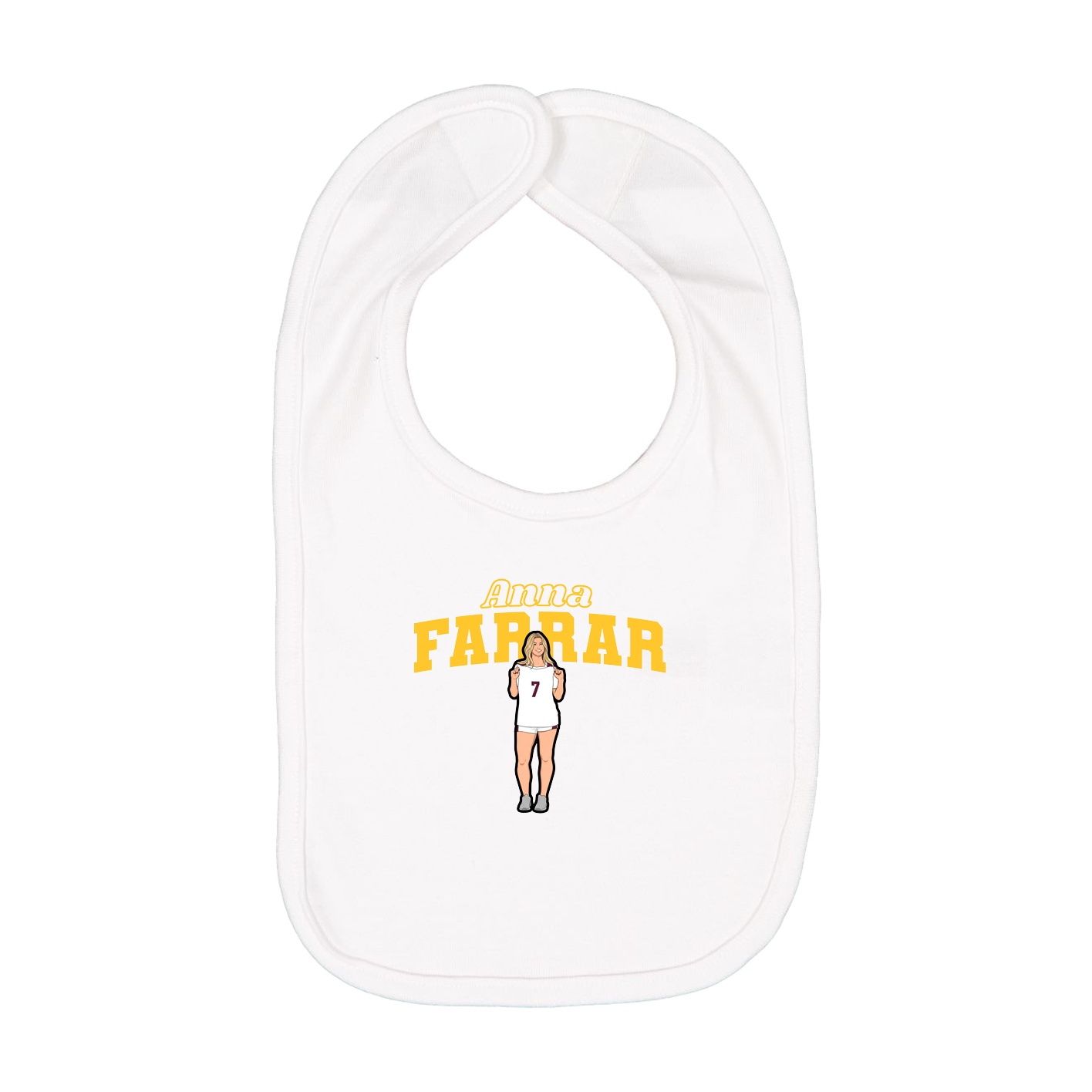 Infant Bib — Name Arch in White
