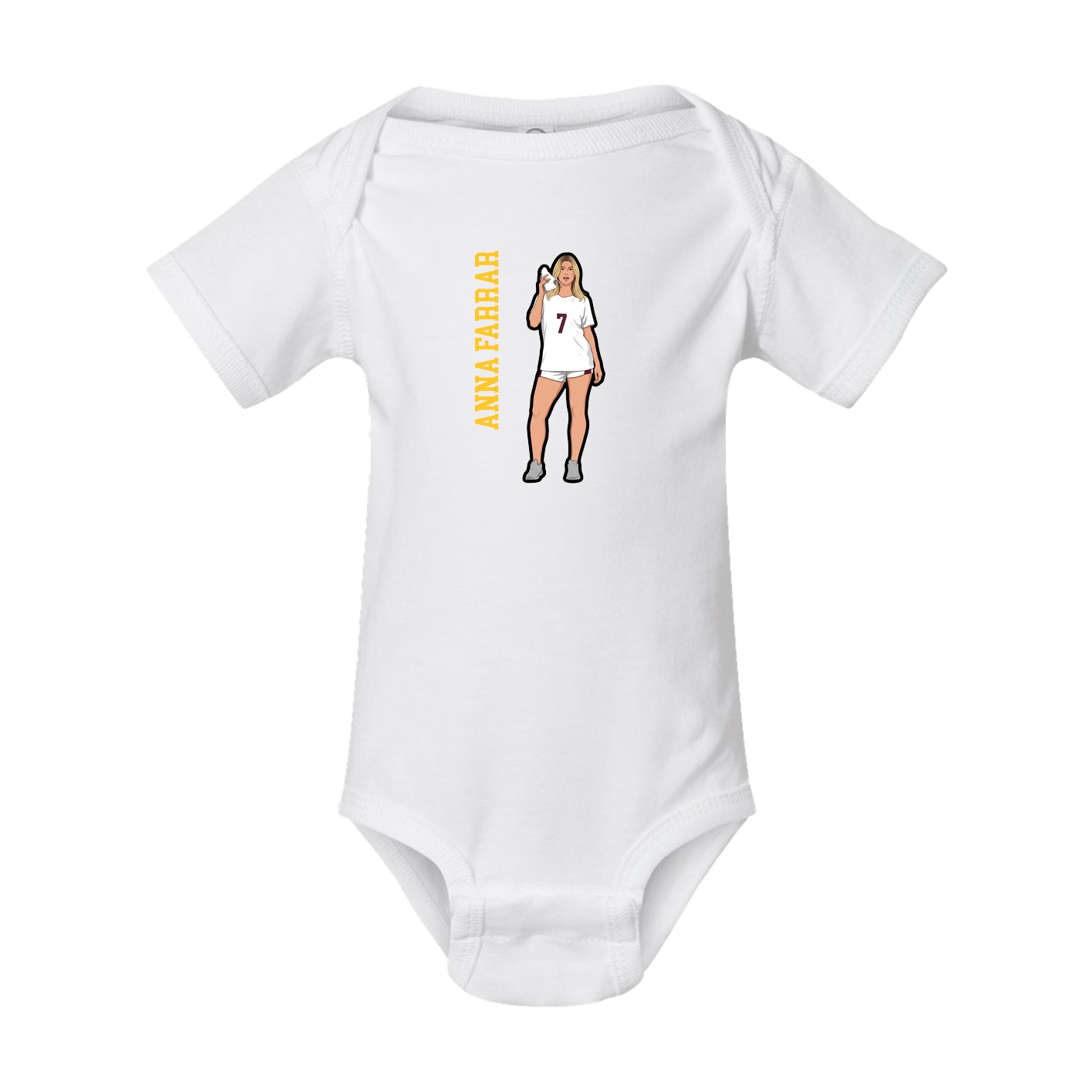 Baby Onesie — Name Vertical in White