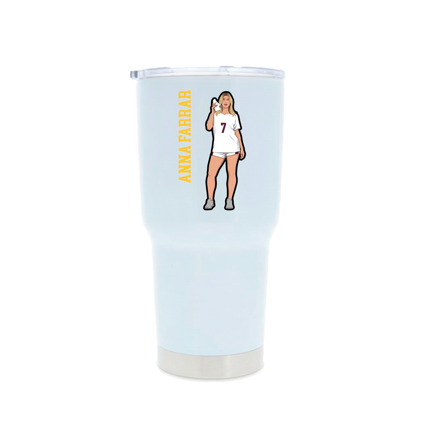 30oz Stainless Steel Tumbler — Name Vertical in White