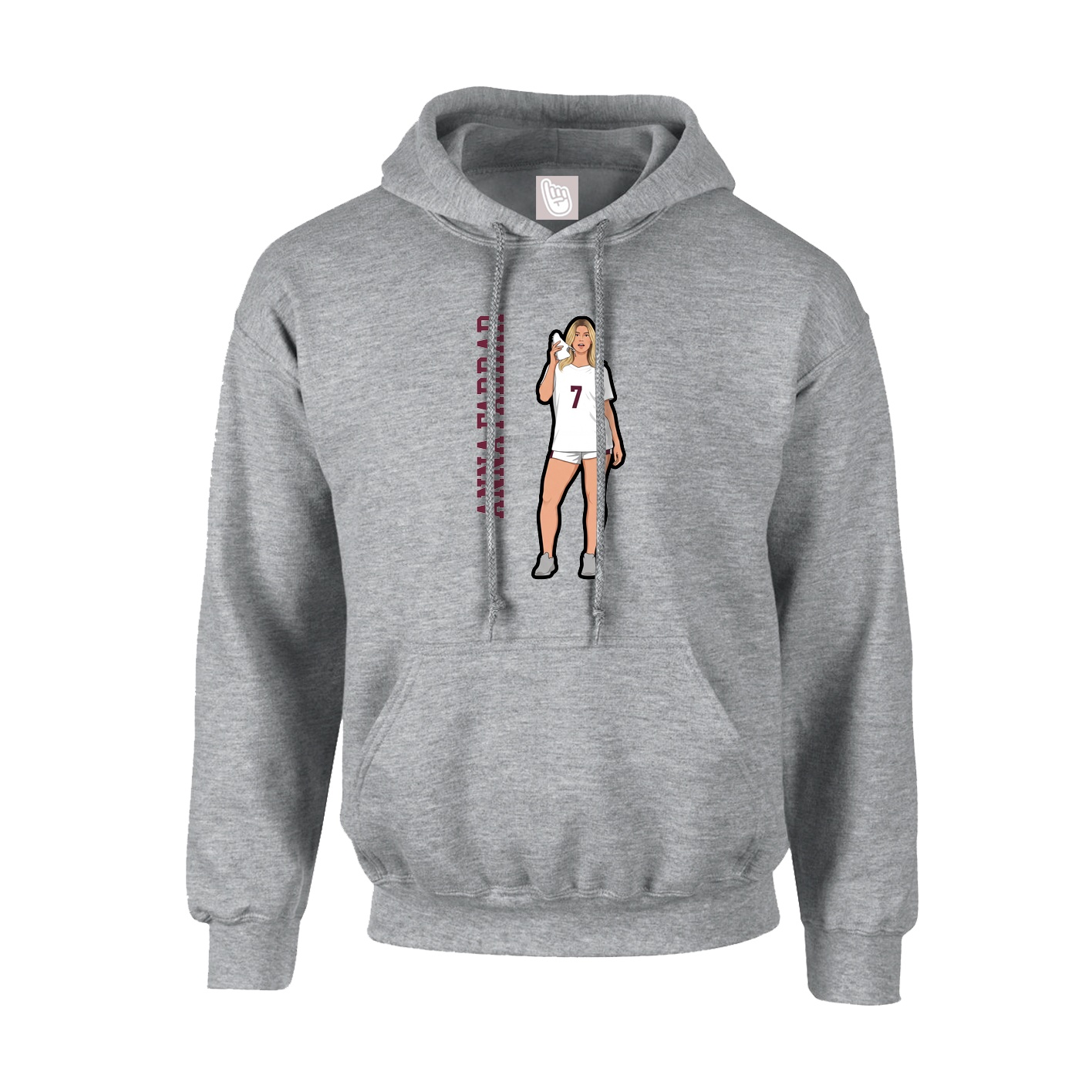 Hoodie — Name Vertical in Grey