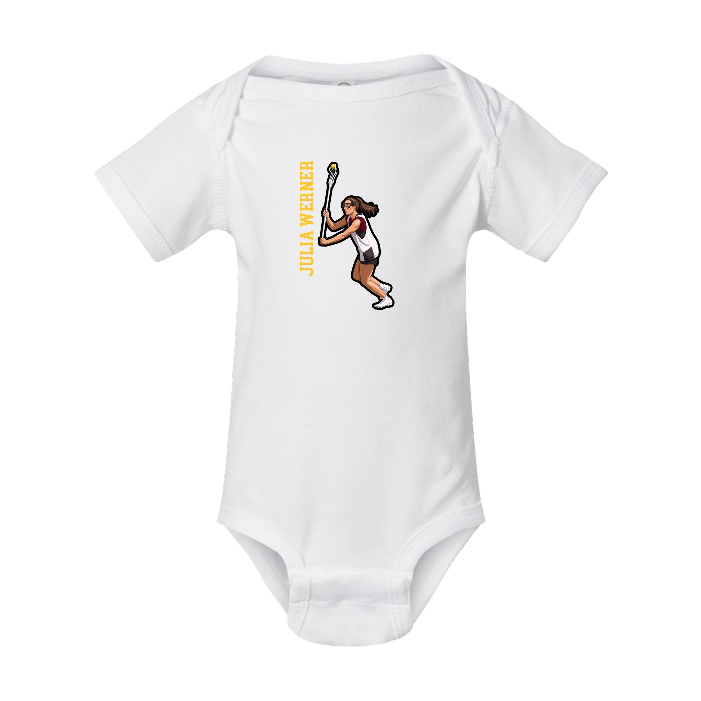Baby Onesie — Name Vertical in White