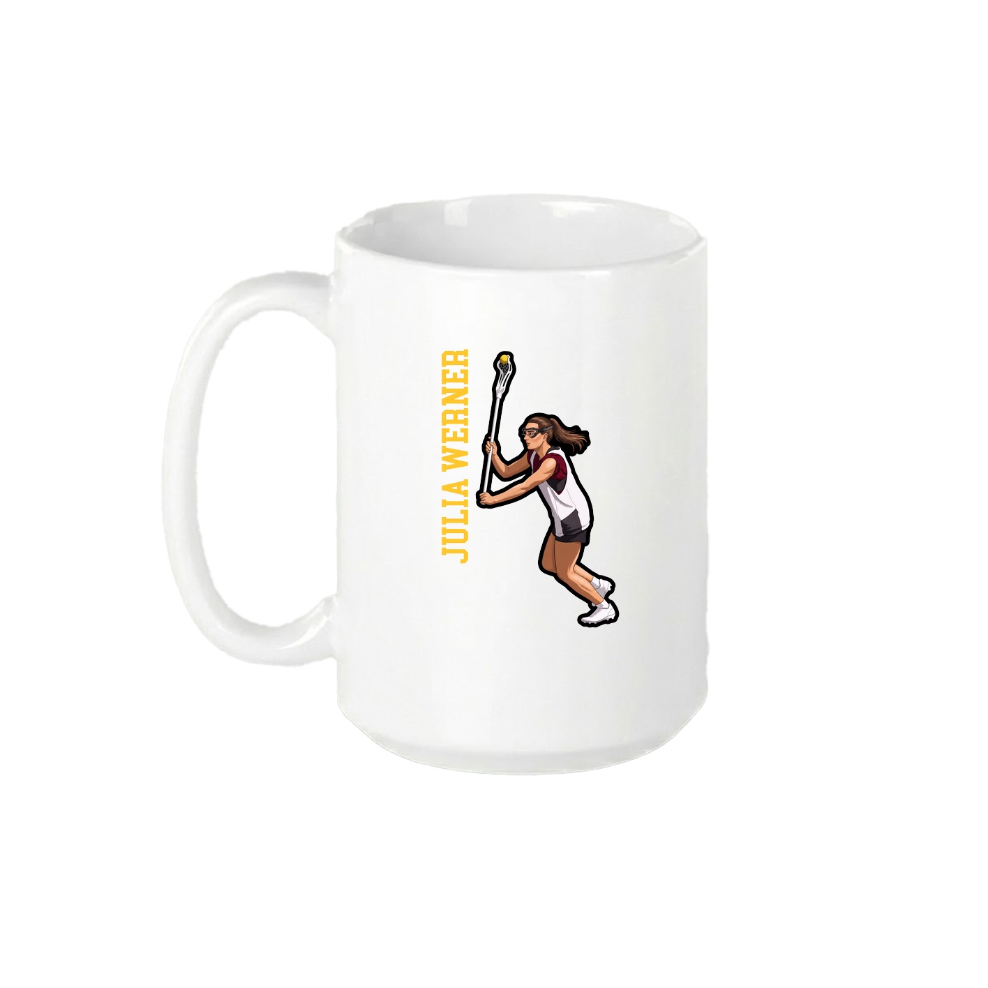 15oz Coffee Mug — Name Vertical in White