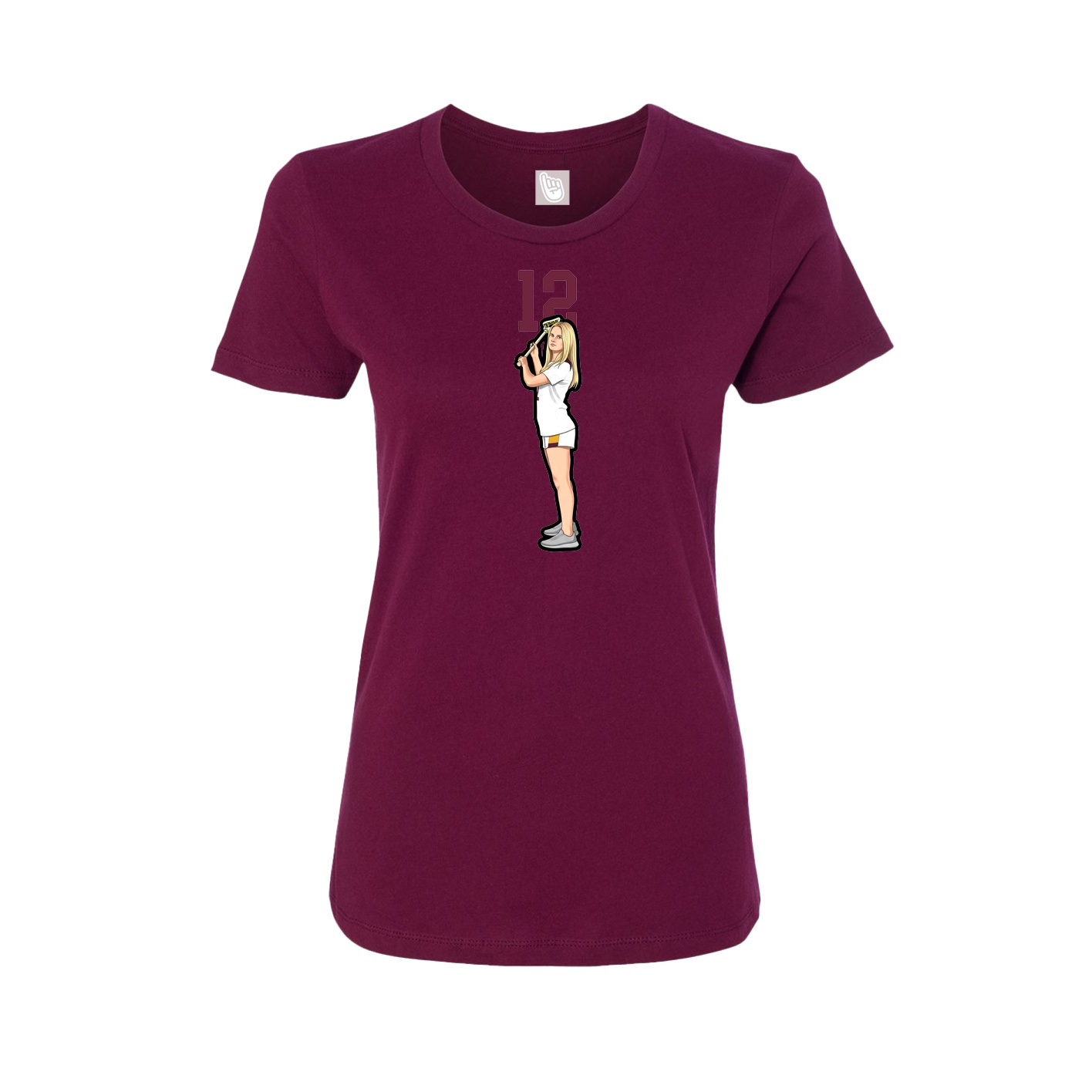 Fitted Women's Tee — Number Top in Maroon