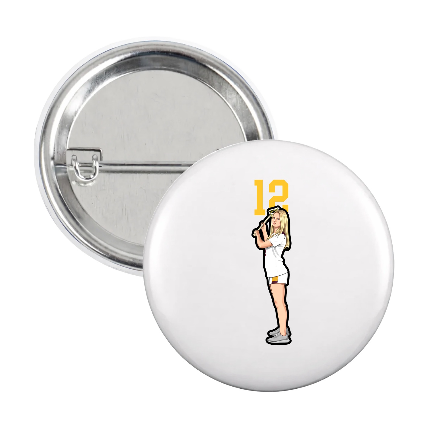 Game Day Button — Number Top in White