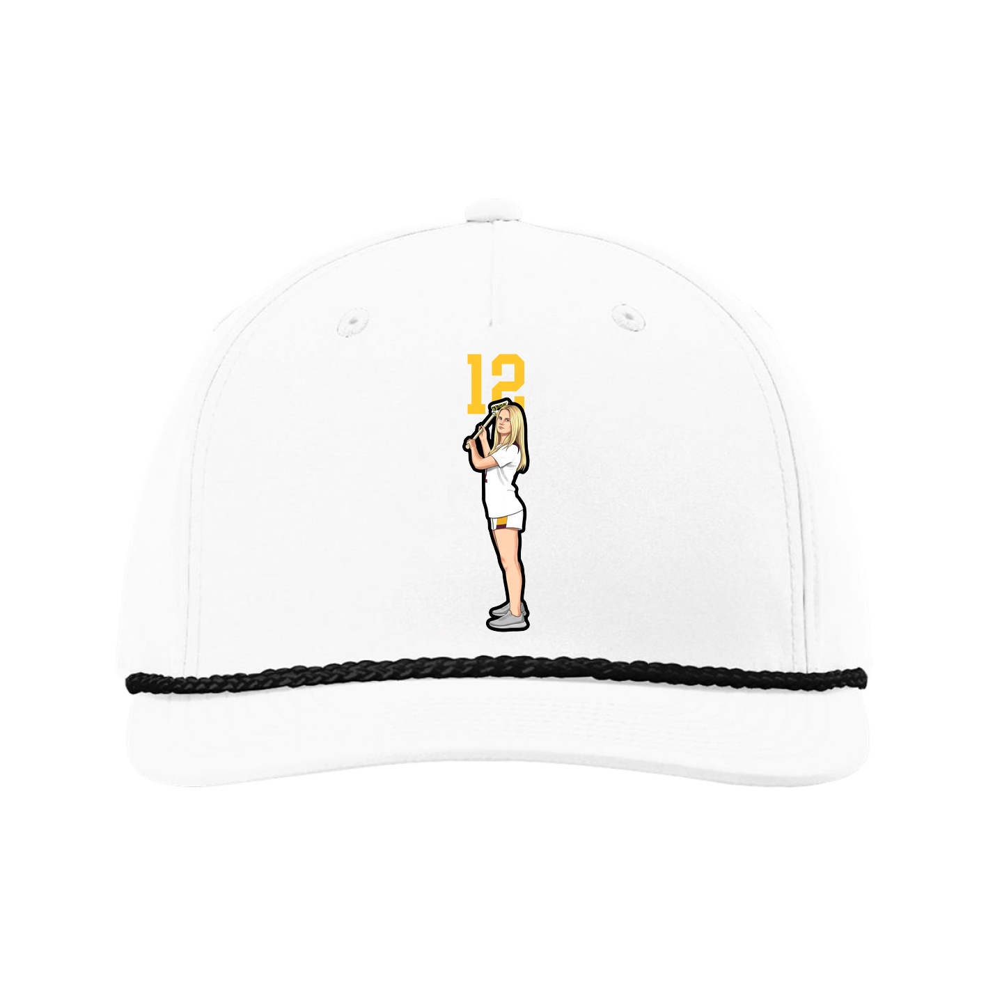 Five-Panel Classic Rope Cap — Number Top in White