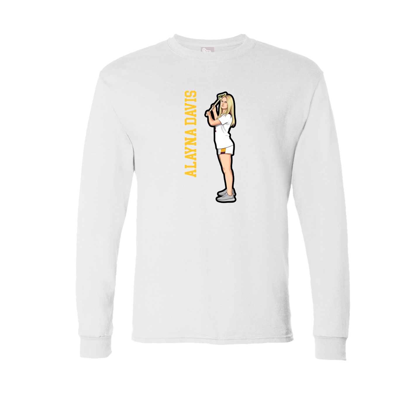 Long Sleeve Tee — Name Vertical in White
