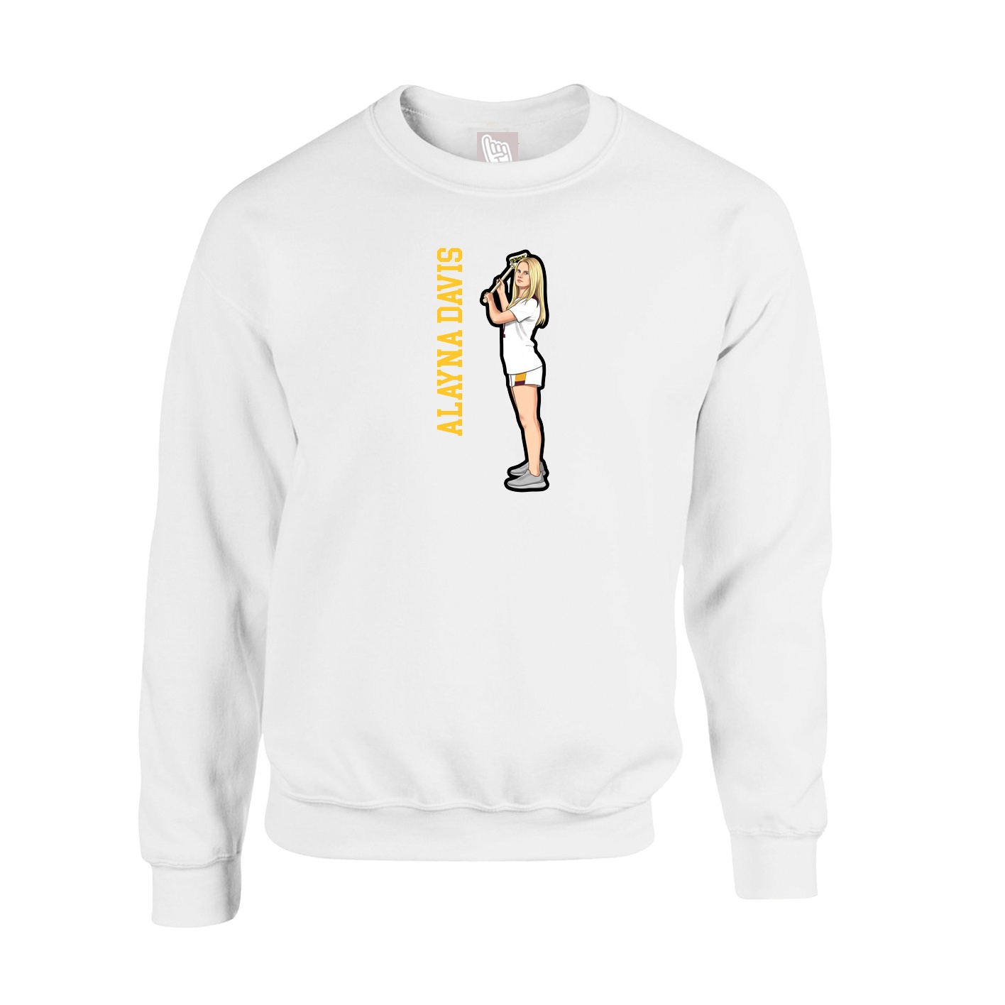 Fleece Crew — Name Vertical in White