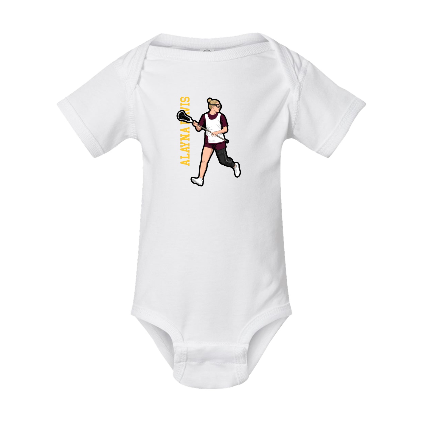 Baby Onesie — Name Vertical in White