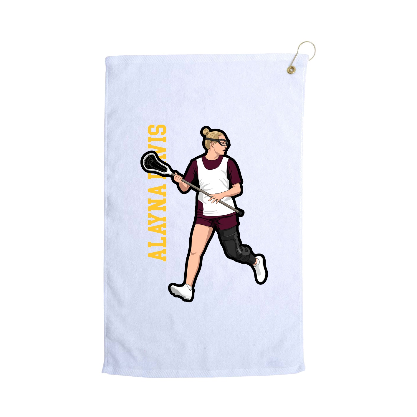 Golf Towel — Name Vertical in White