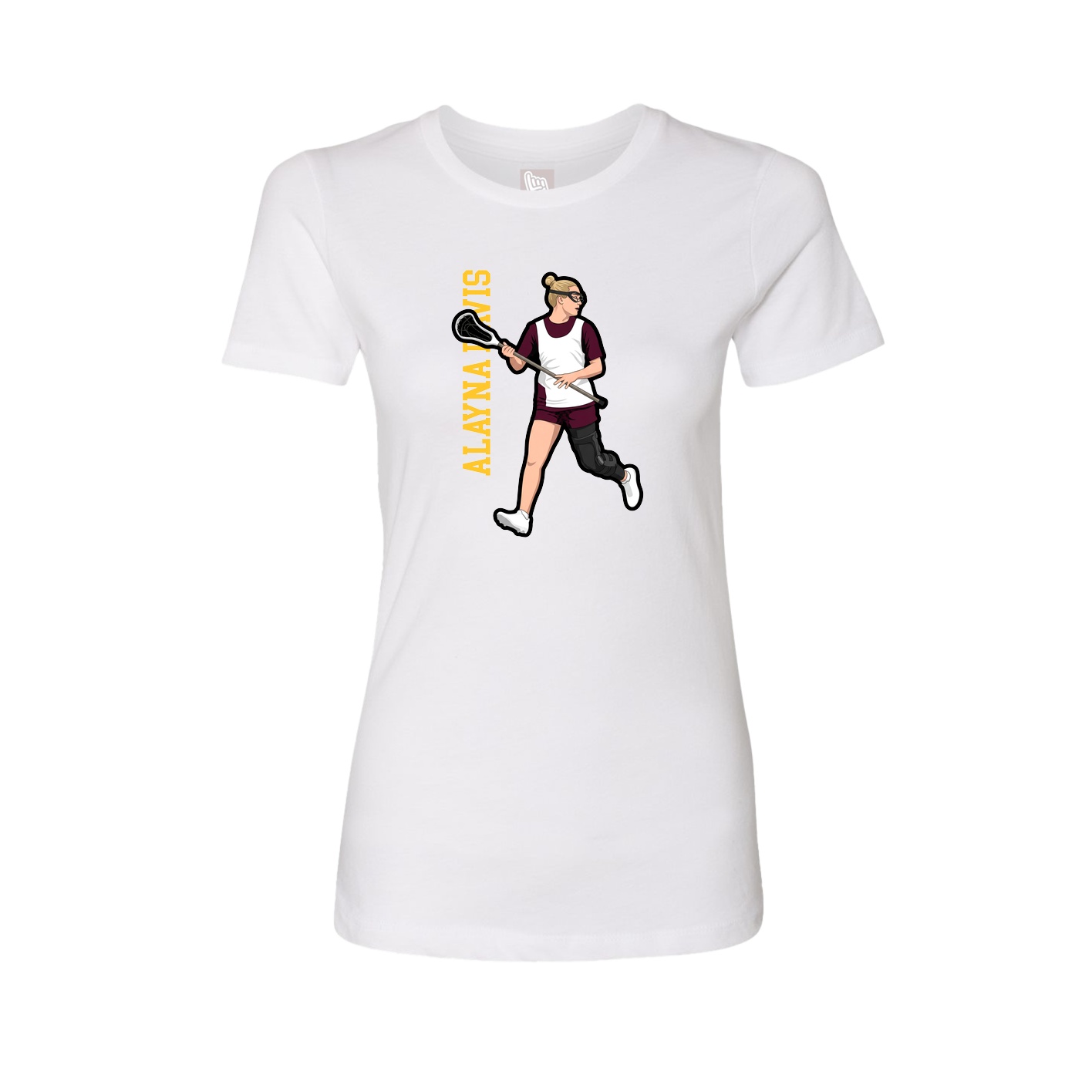 Fitted Women's Tee — Name Vertical in White