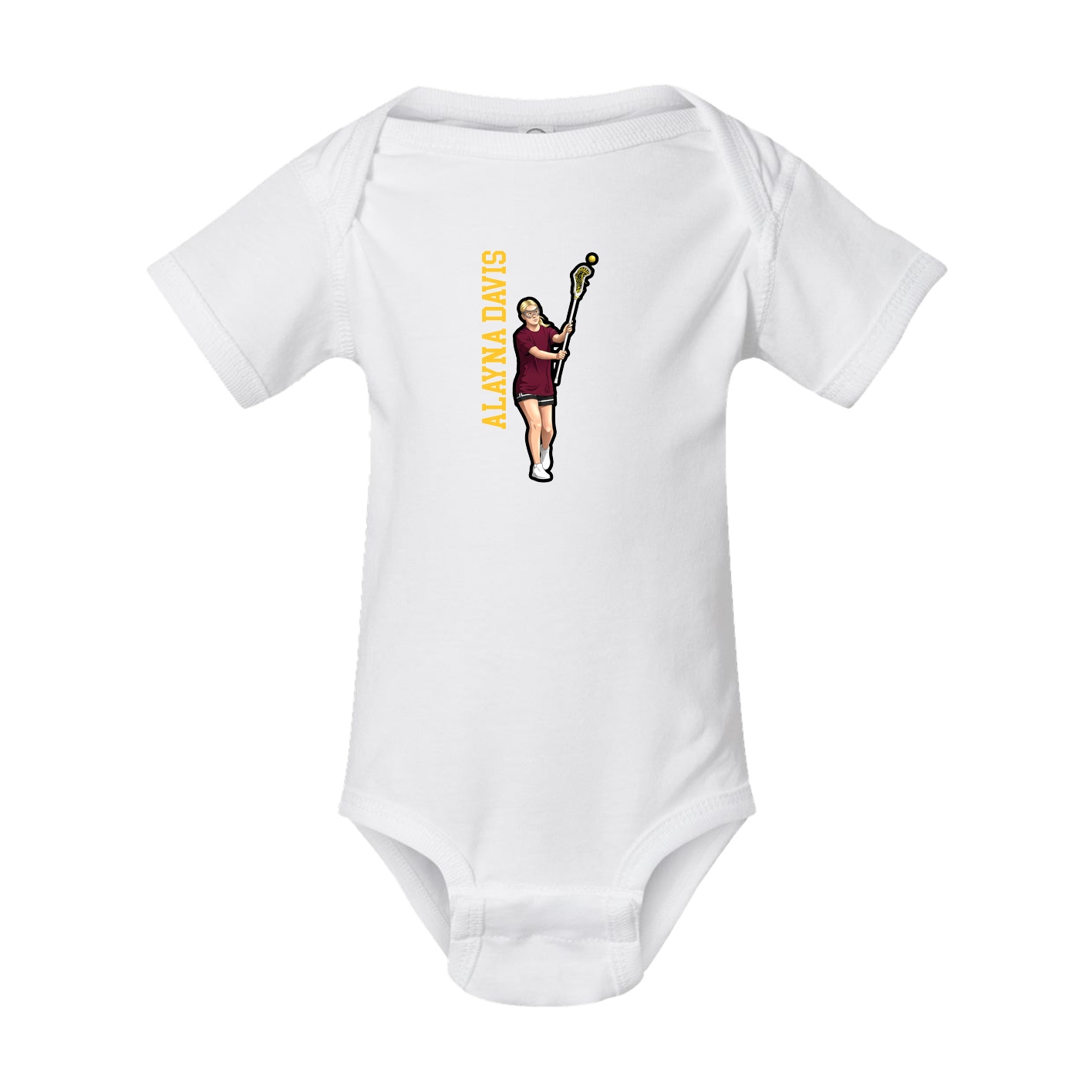 Baby Onesie — Name Vertical in White