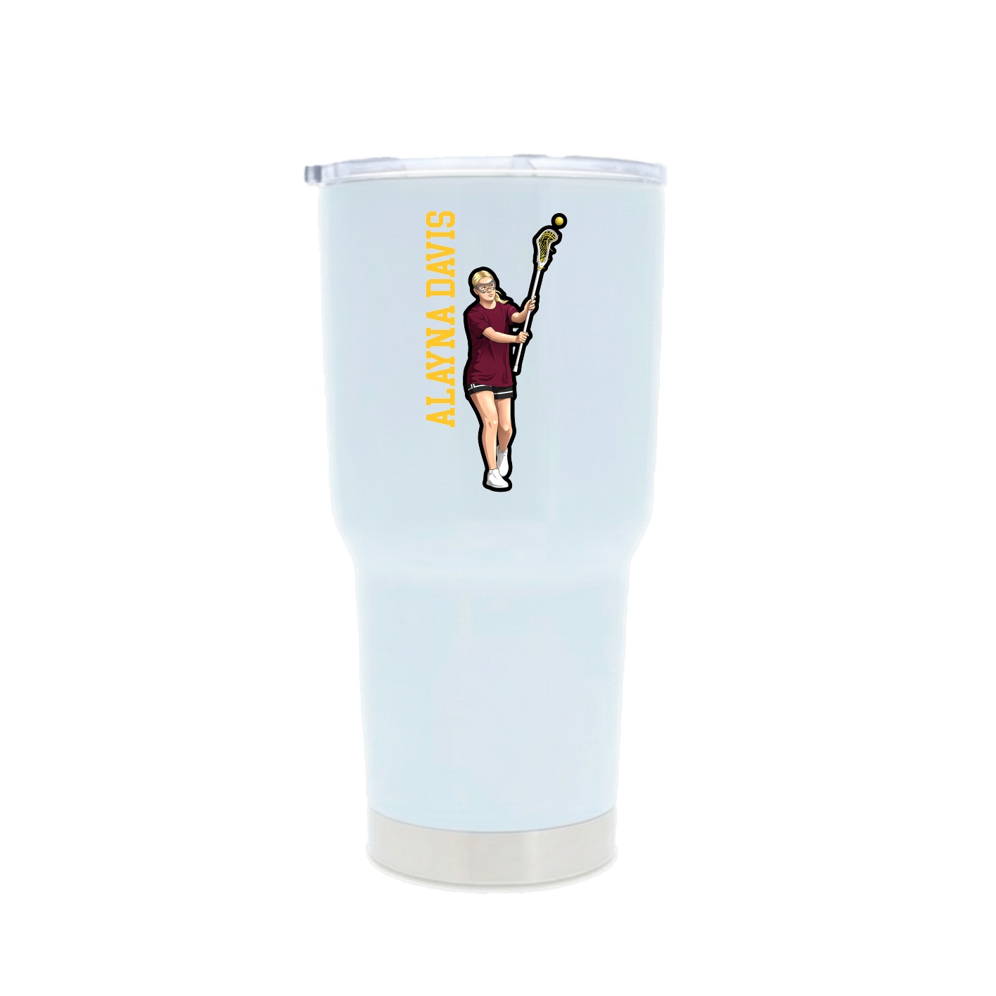 30oz Stainless Steel Tumbler — Name Vertical in White