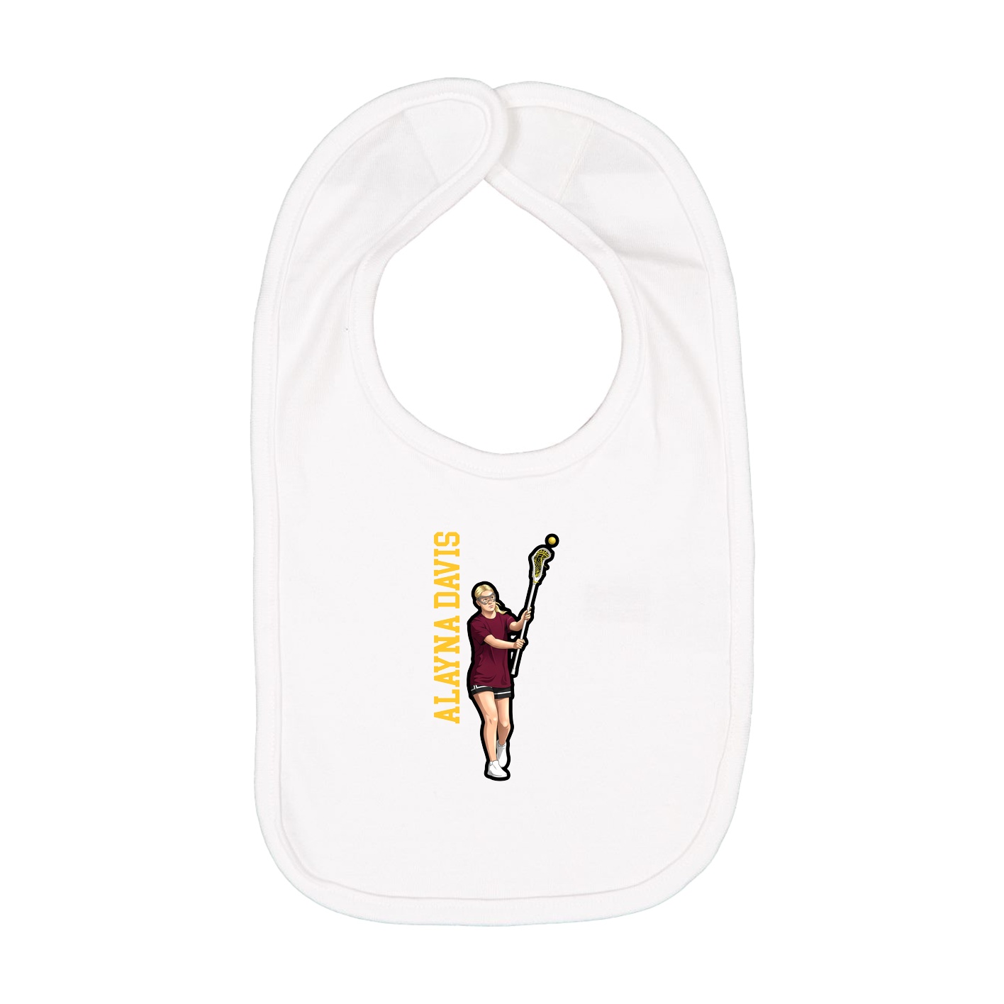 Infant Bib — Name Vertical in White