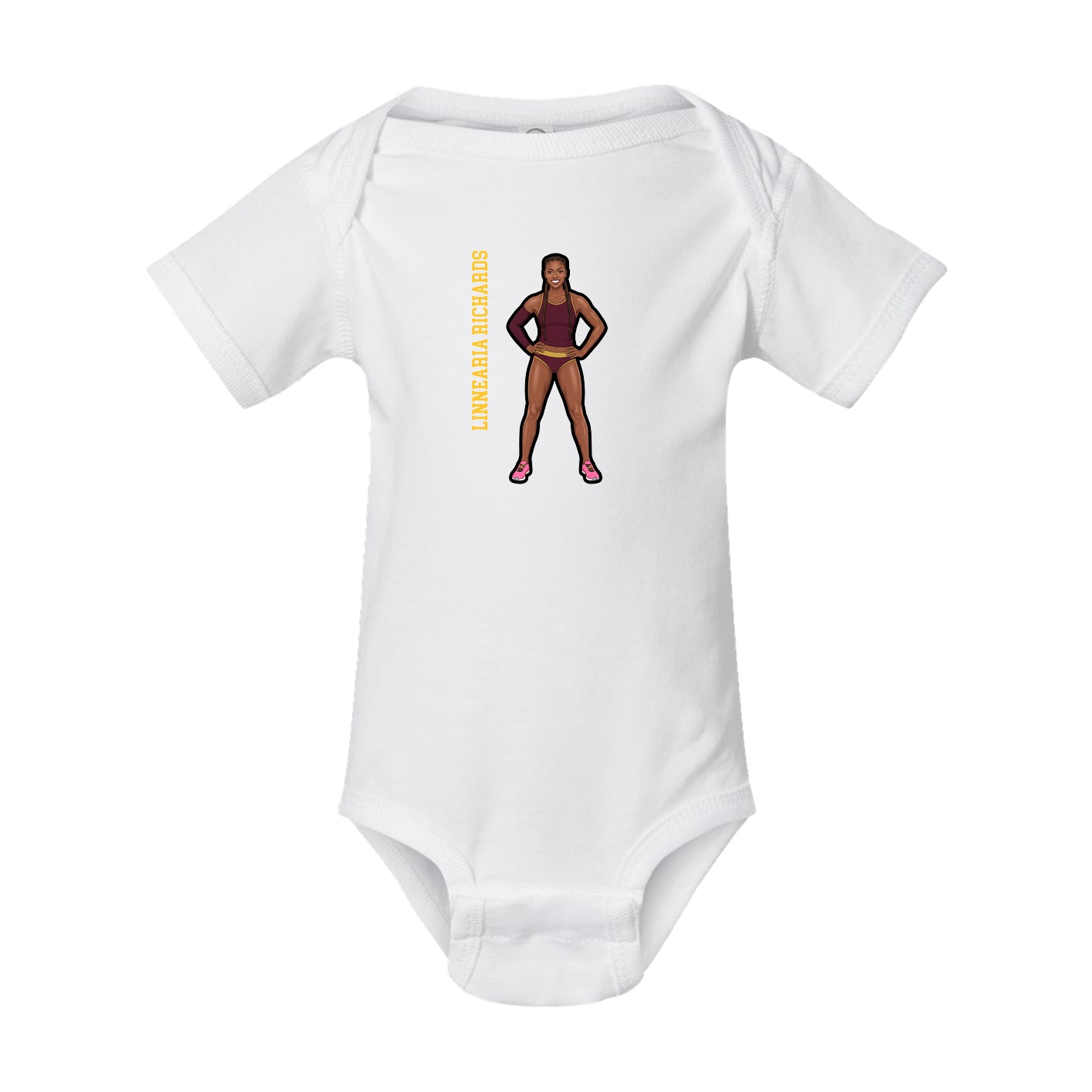Baby Onesie — Name Vertical in White