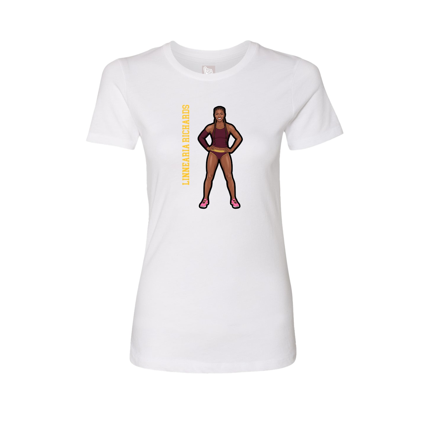Womens Tee — Name Vertical in White