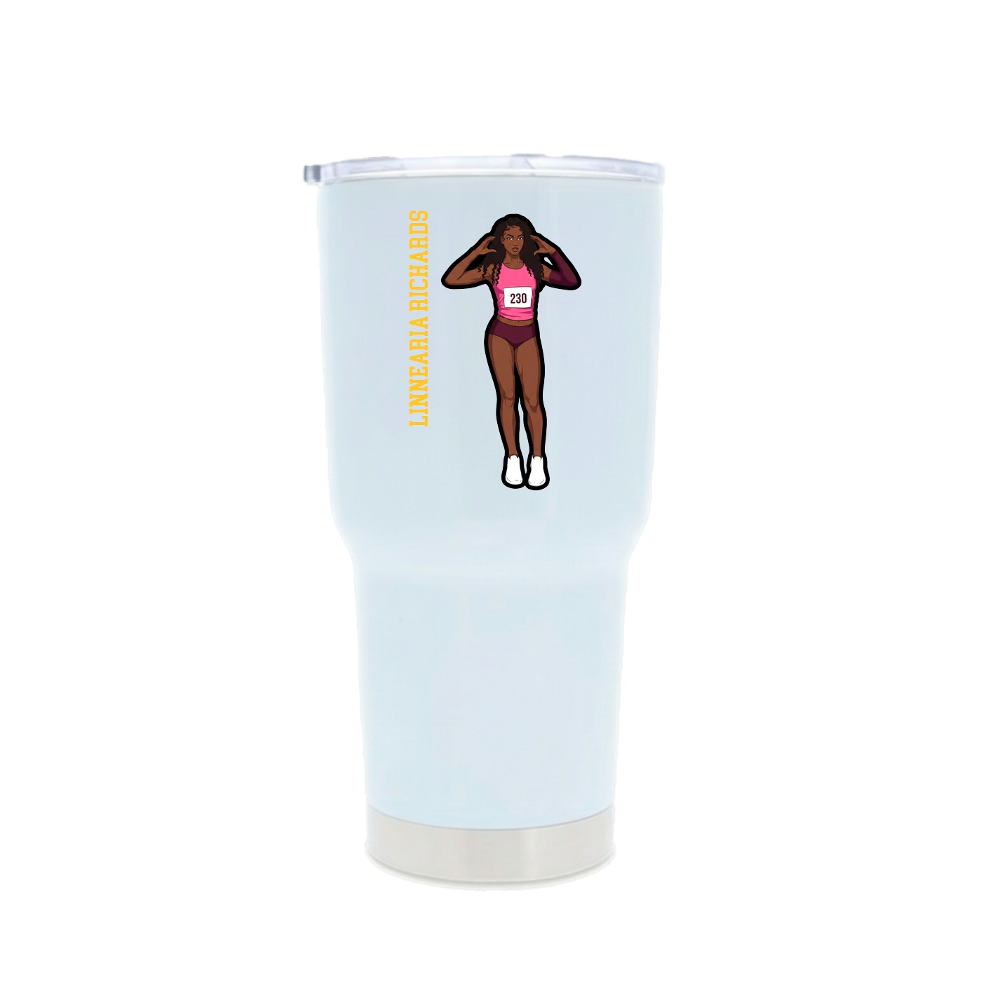 30oz Stainless Steel Tumbler — Name Vertical in White