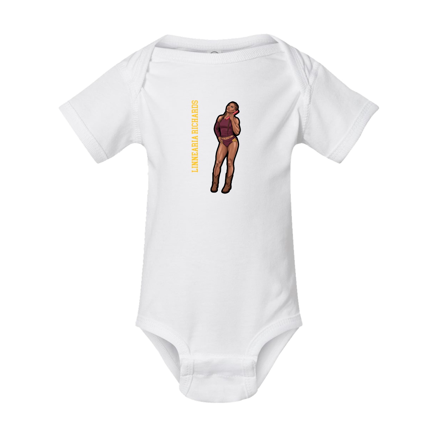 Baby Onesie — Name Vertical in White