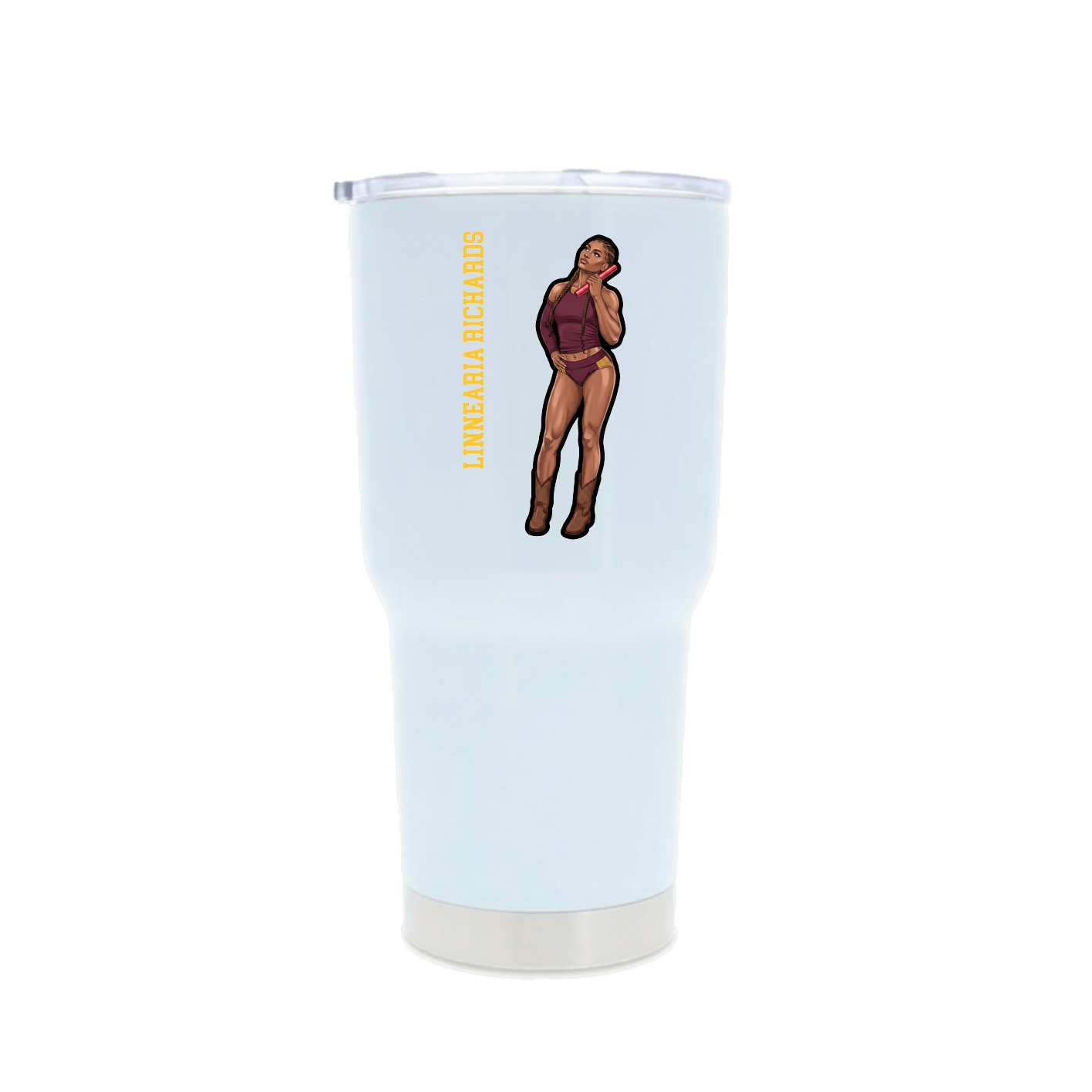 30oz Stainless Steel Tumbler — Name Vertical in White