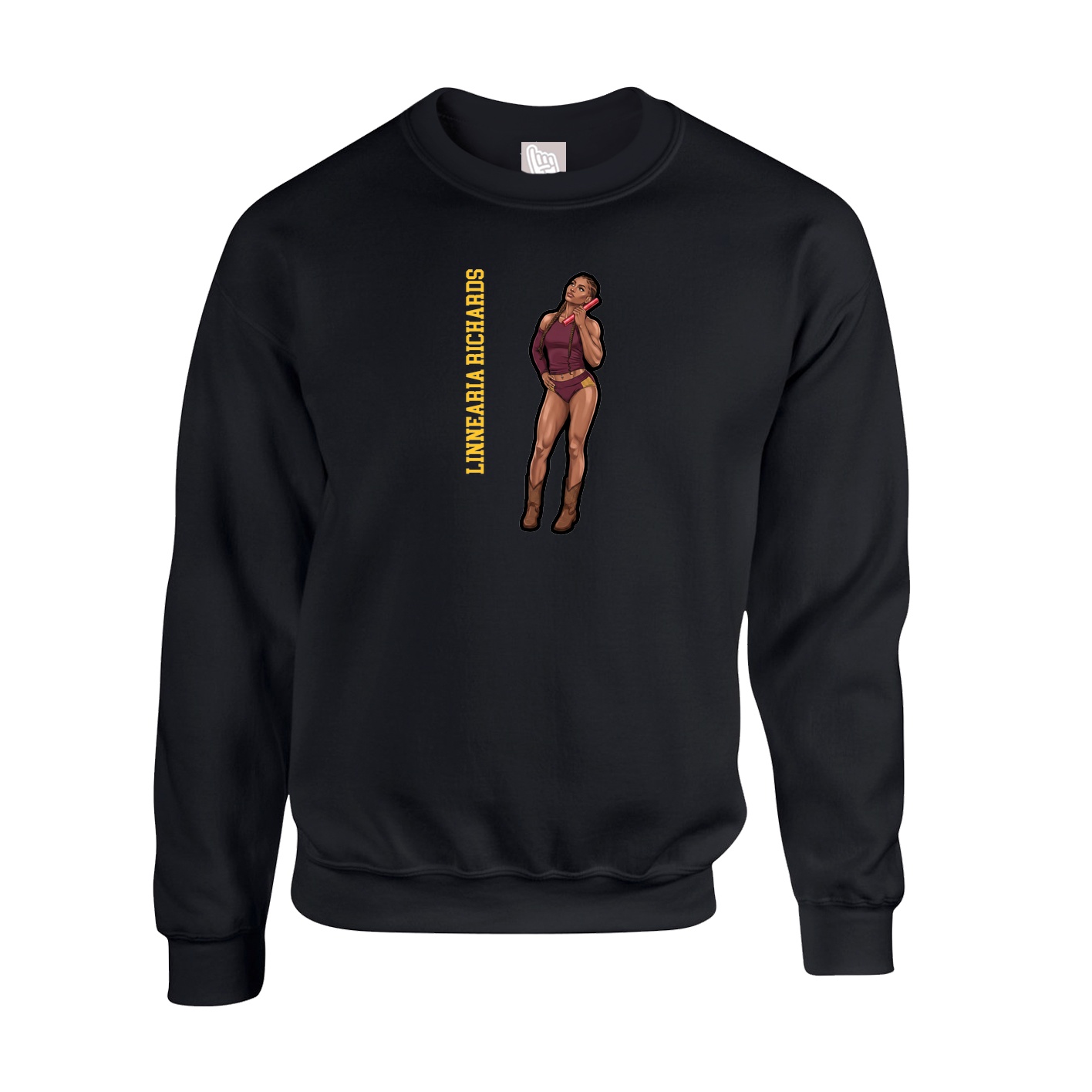 Fleece Crew — Name Vertical in Black