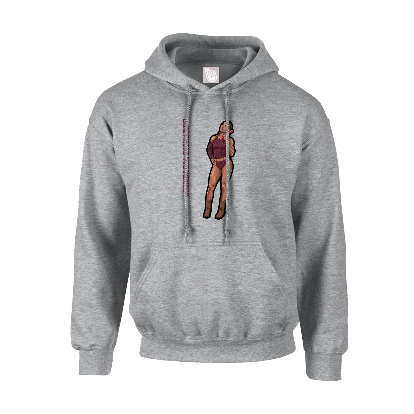 Youth Hoodie — Name Vertical in Grey