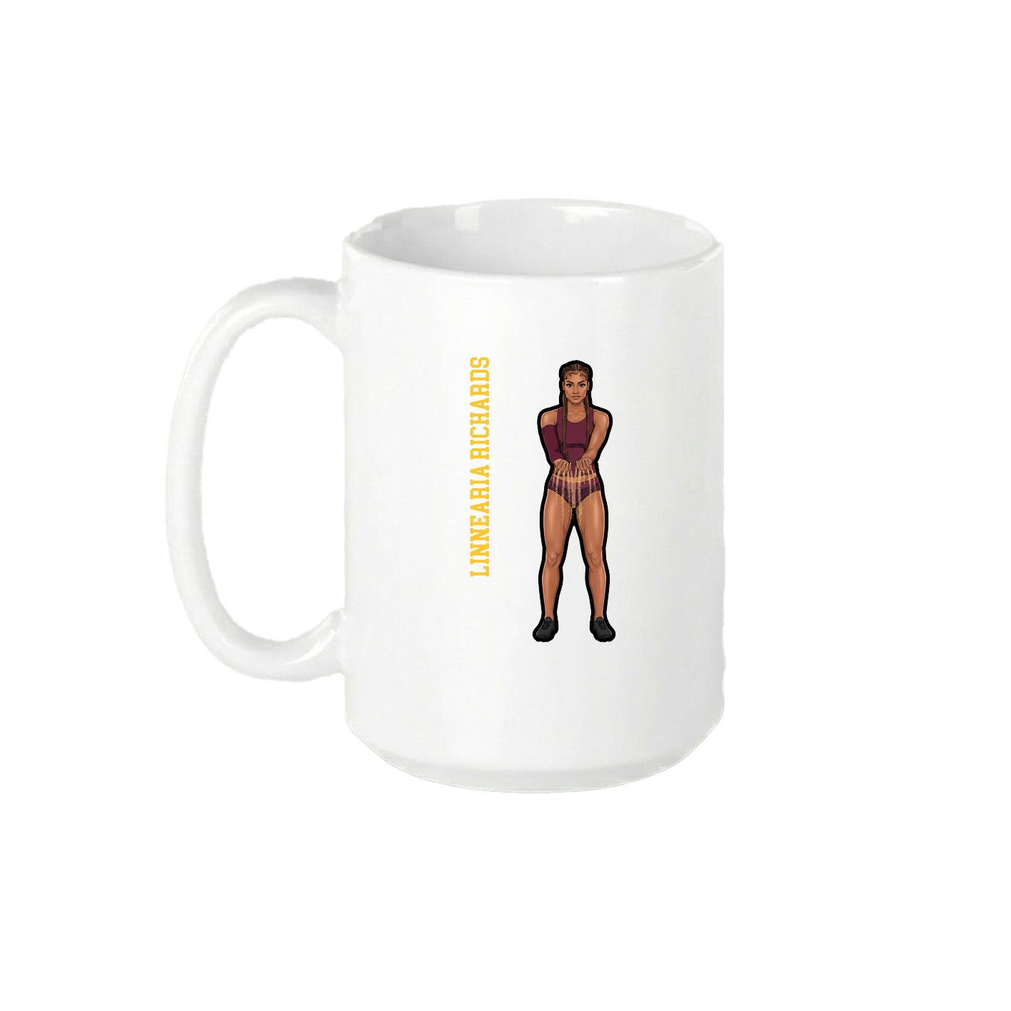 15oz Coffee Mug — Name Vertical in White