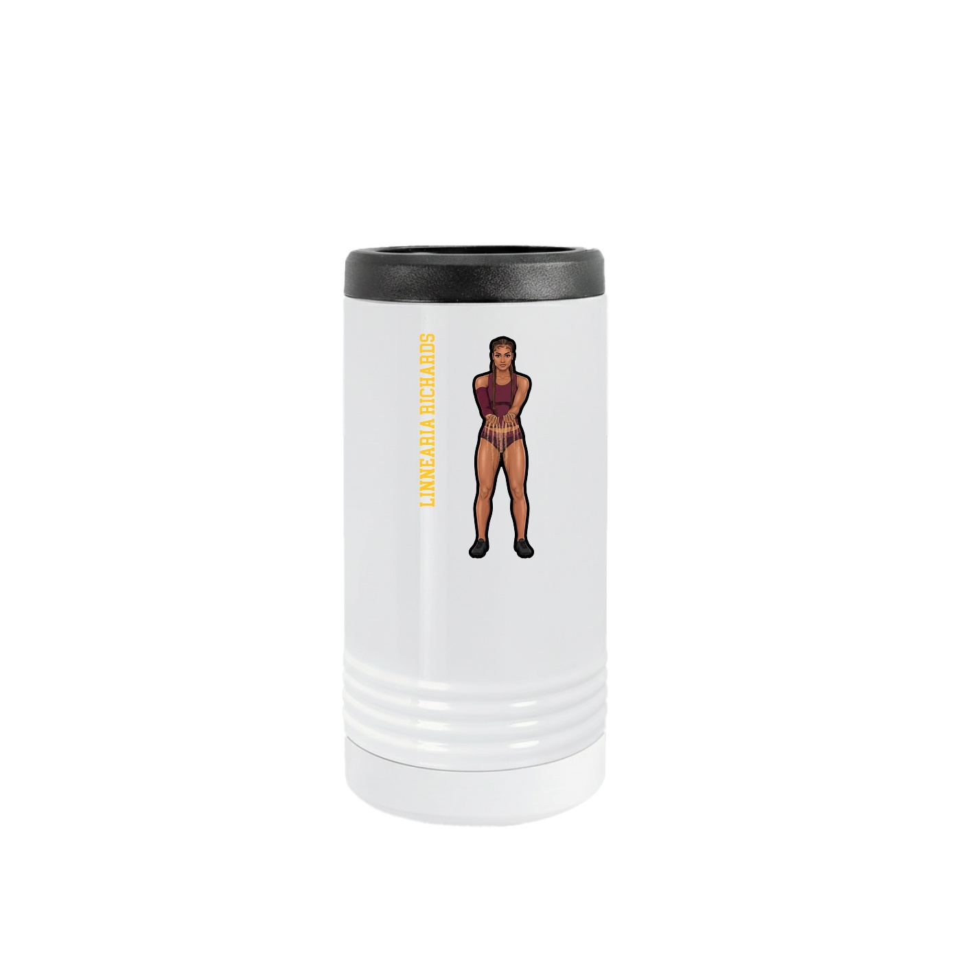 Slim Beverage Holder — Name Vertical in White