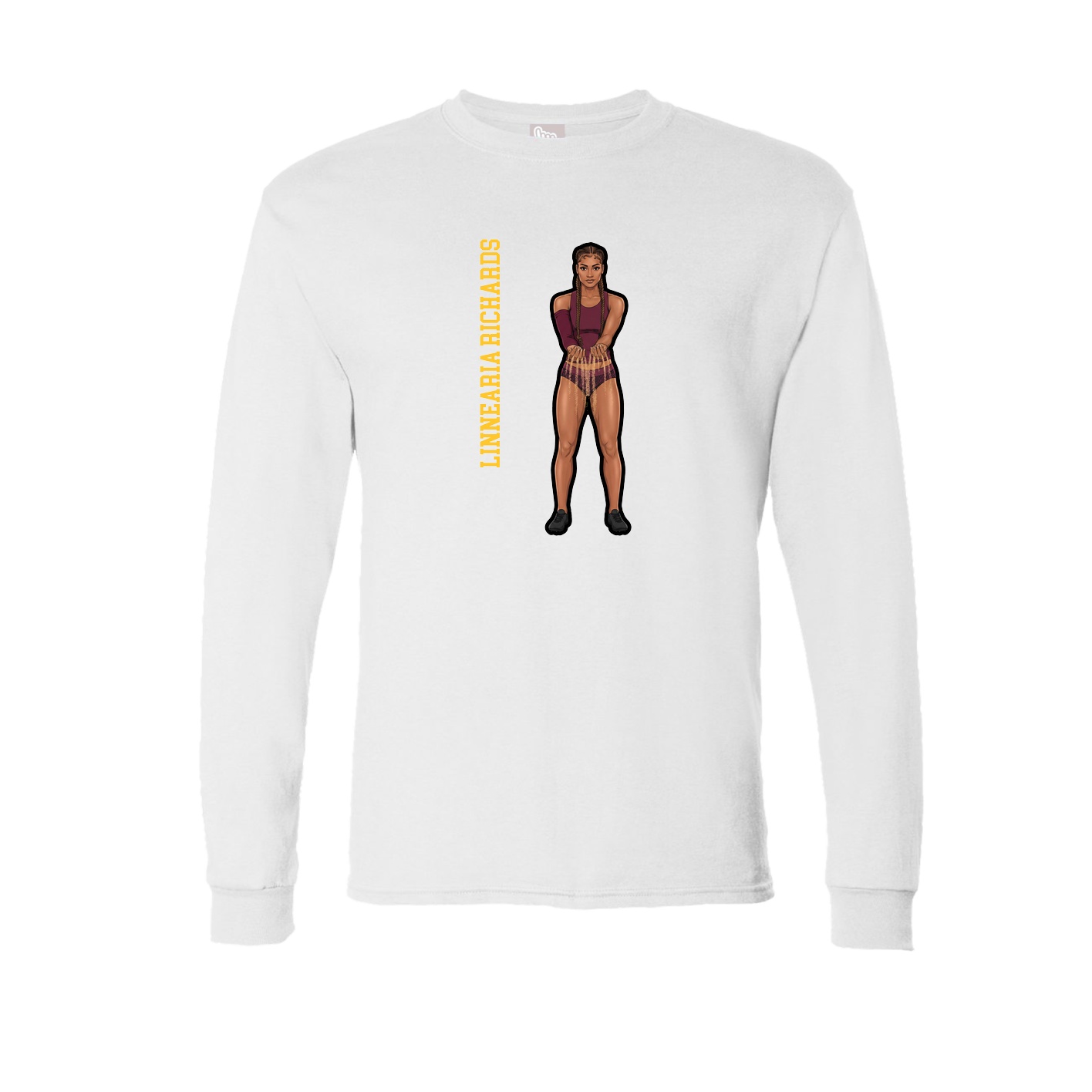 Long Sleeve Tee — Name Vertical in White