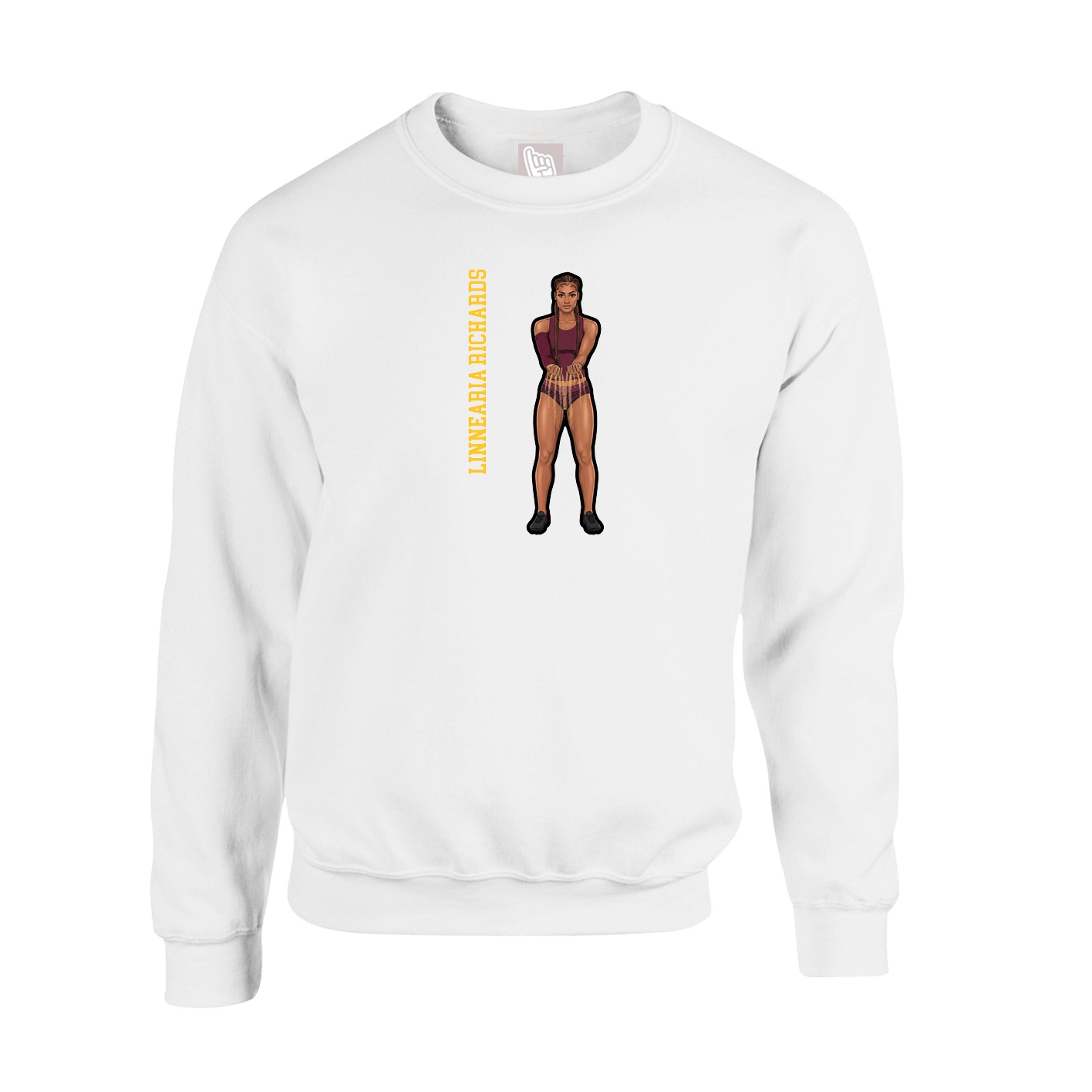 Fleece Crew — Name Vertical in White