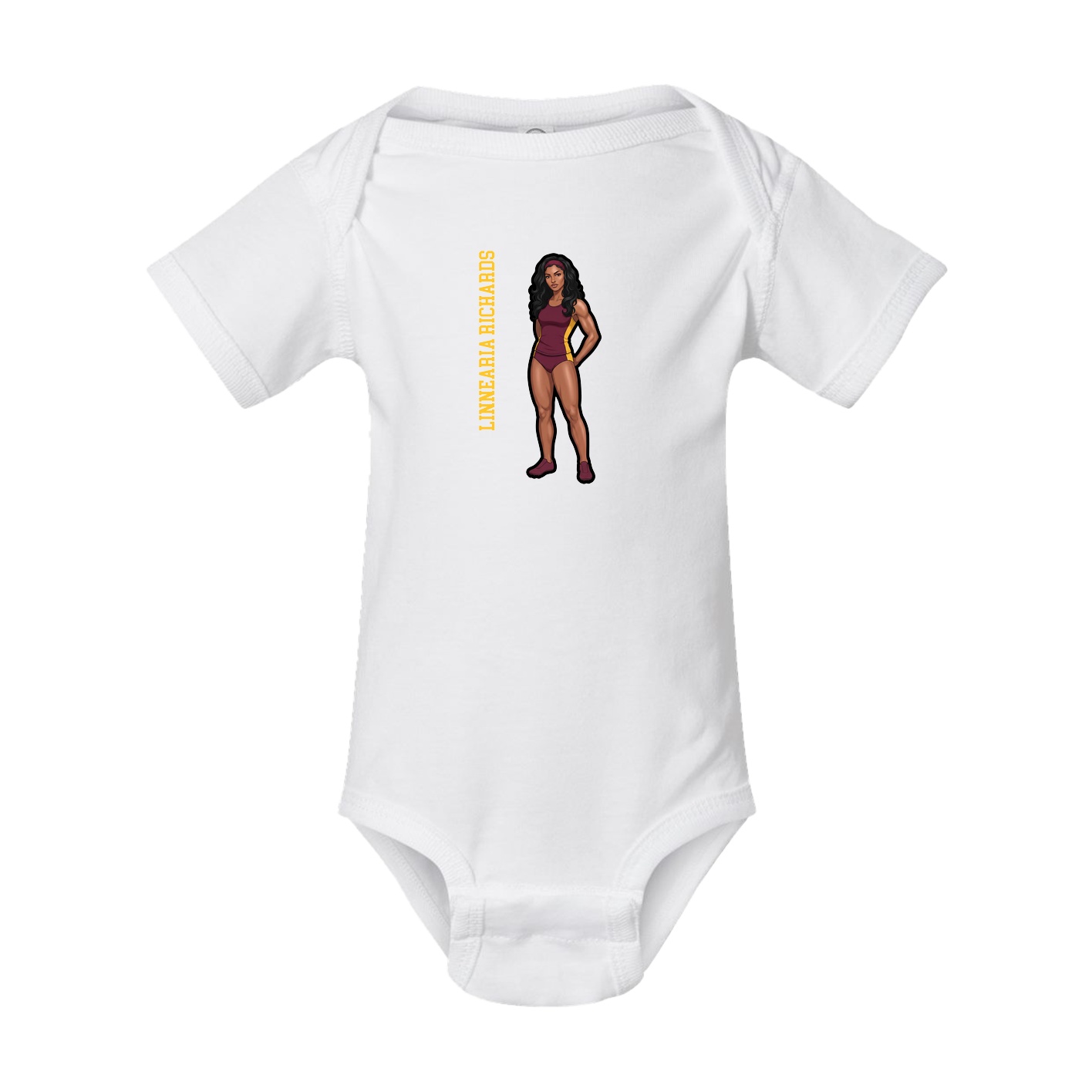 Baby Onesie — Name Vertical in White
